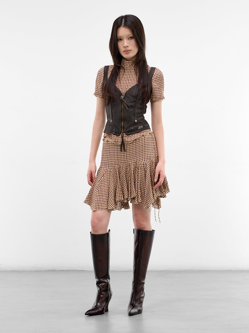 KNWLS Beige Tess Plaid Mini Skirt outlook