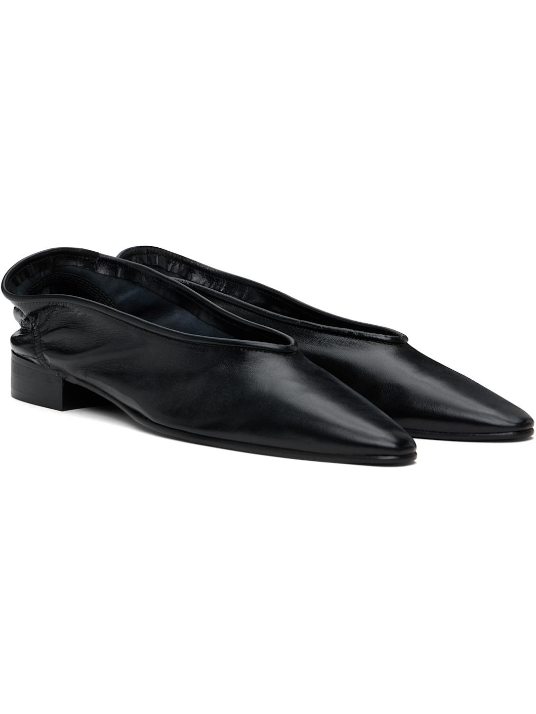 Black Carré Ballerina Flats - 4