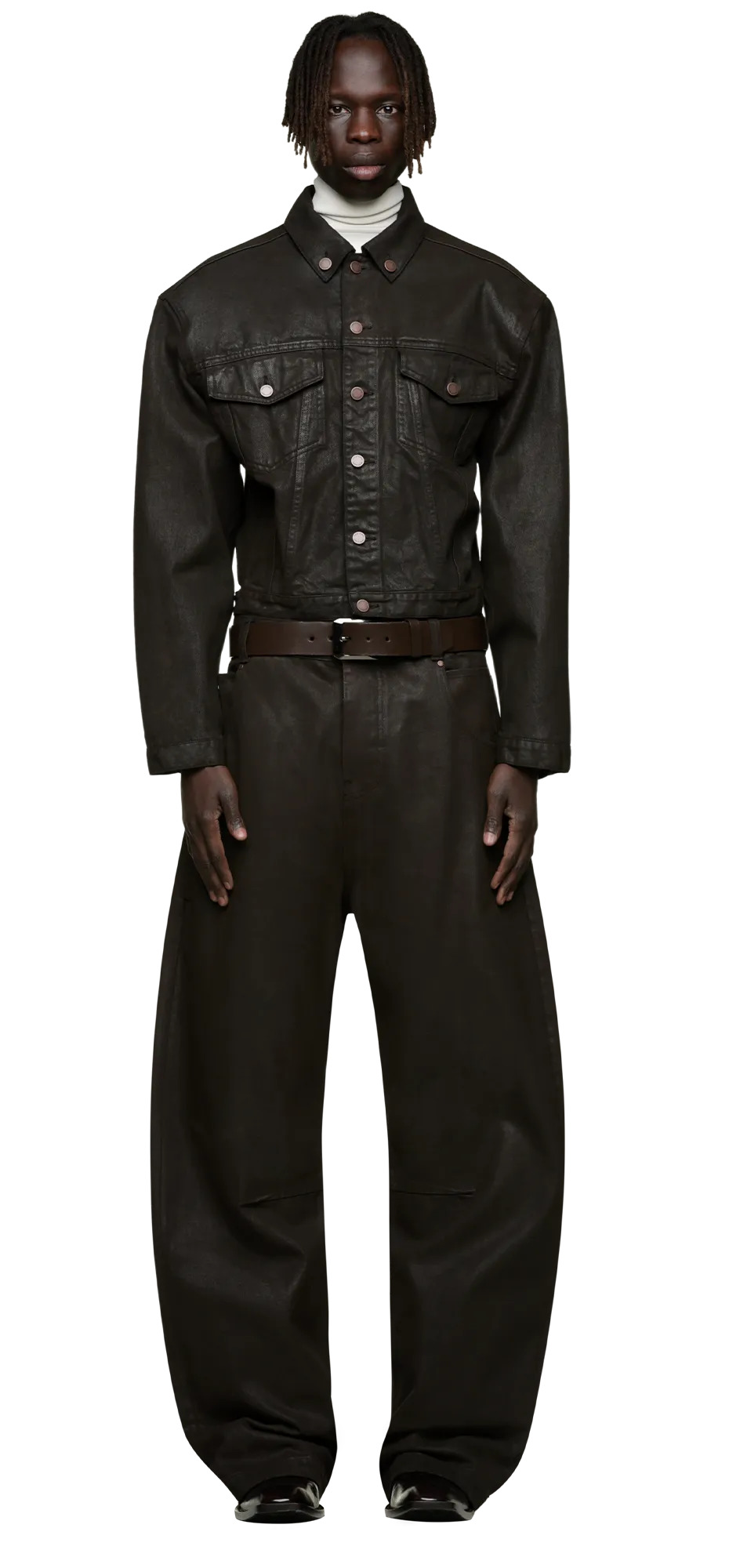 SHRUNKEN DENIM JACKET MUD - 4