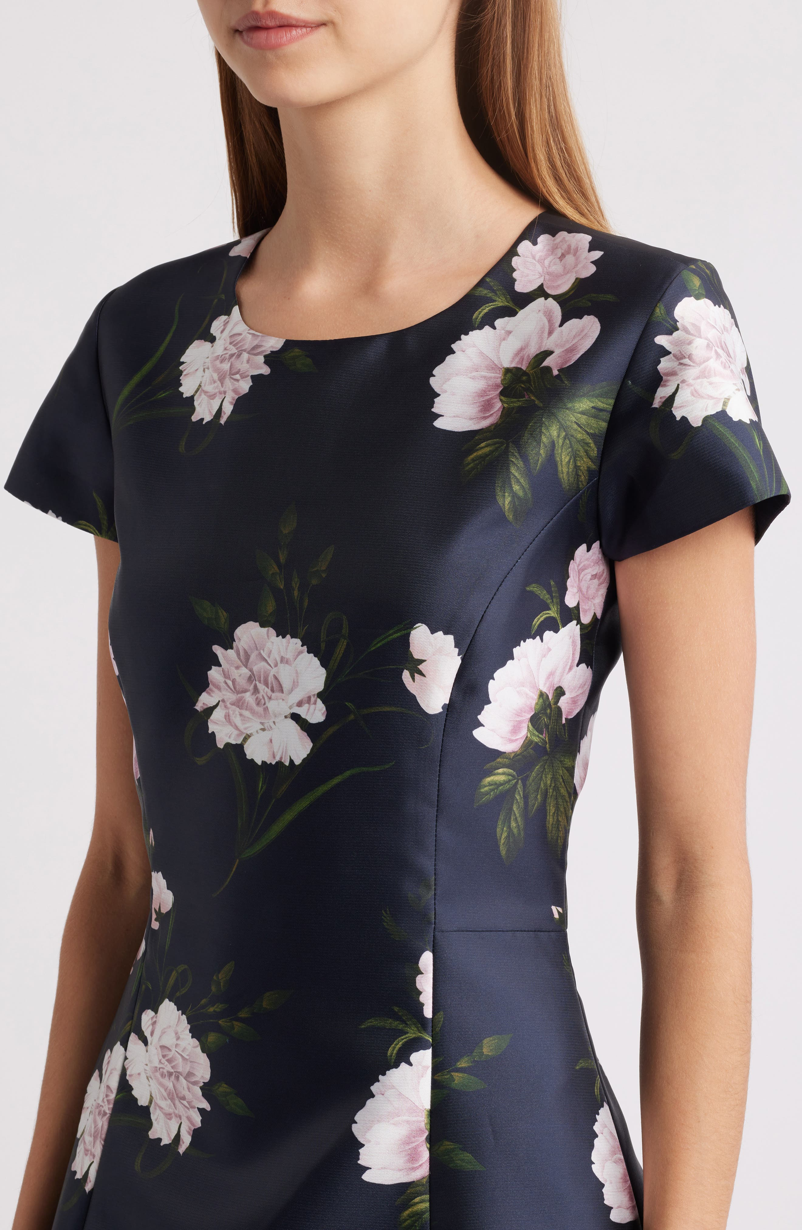 Sachin & Babi Jackie Floral Fit & Flare Midi Mikado Dress in Dark Midnight Carnations at Nordstrom - 4