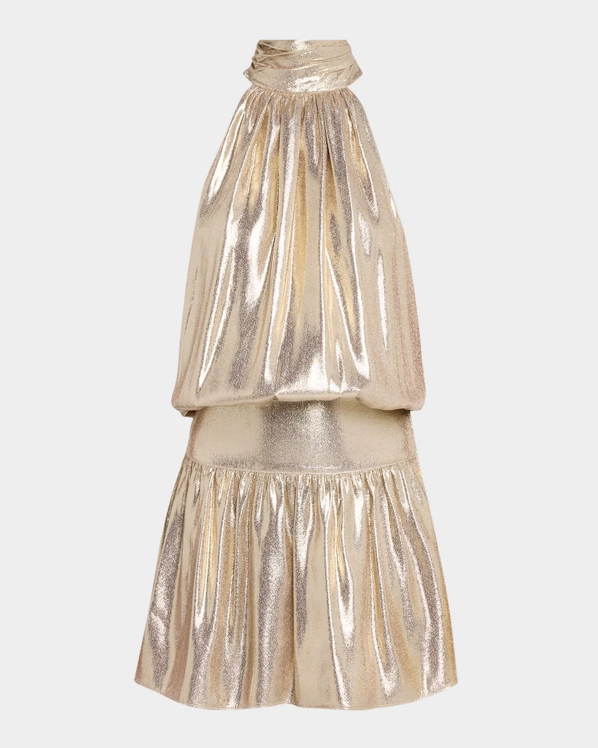 Alexi Metallic Blouson Halter Mini Dress - 1