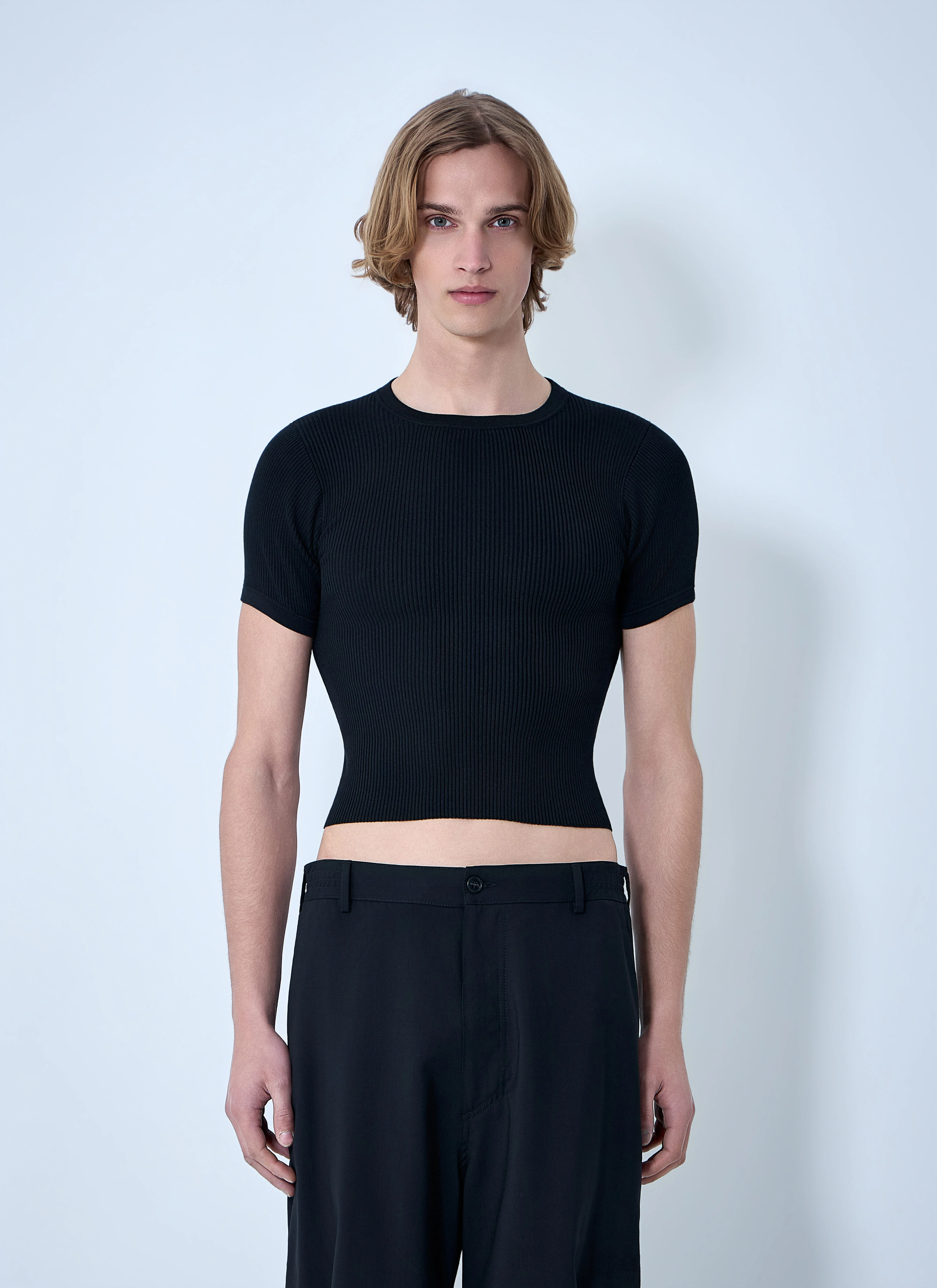 Ribbed Knit Cropped Top - 1