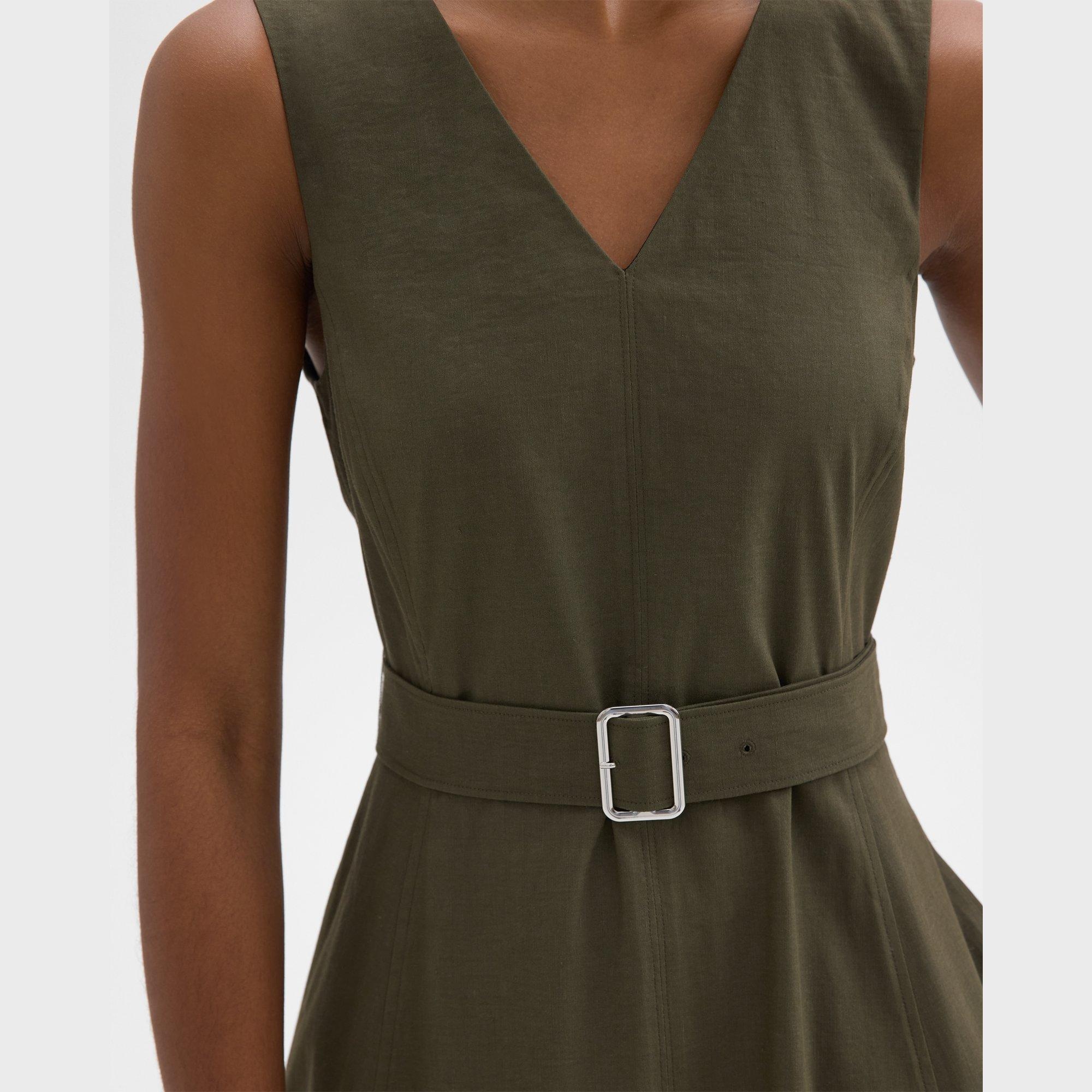 V-Neck Volume Dress in Good Linen - 5