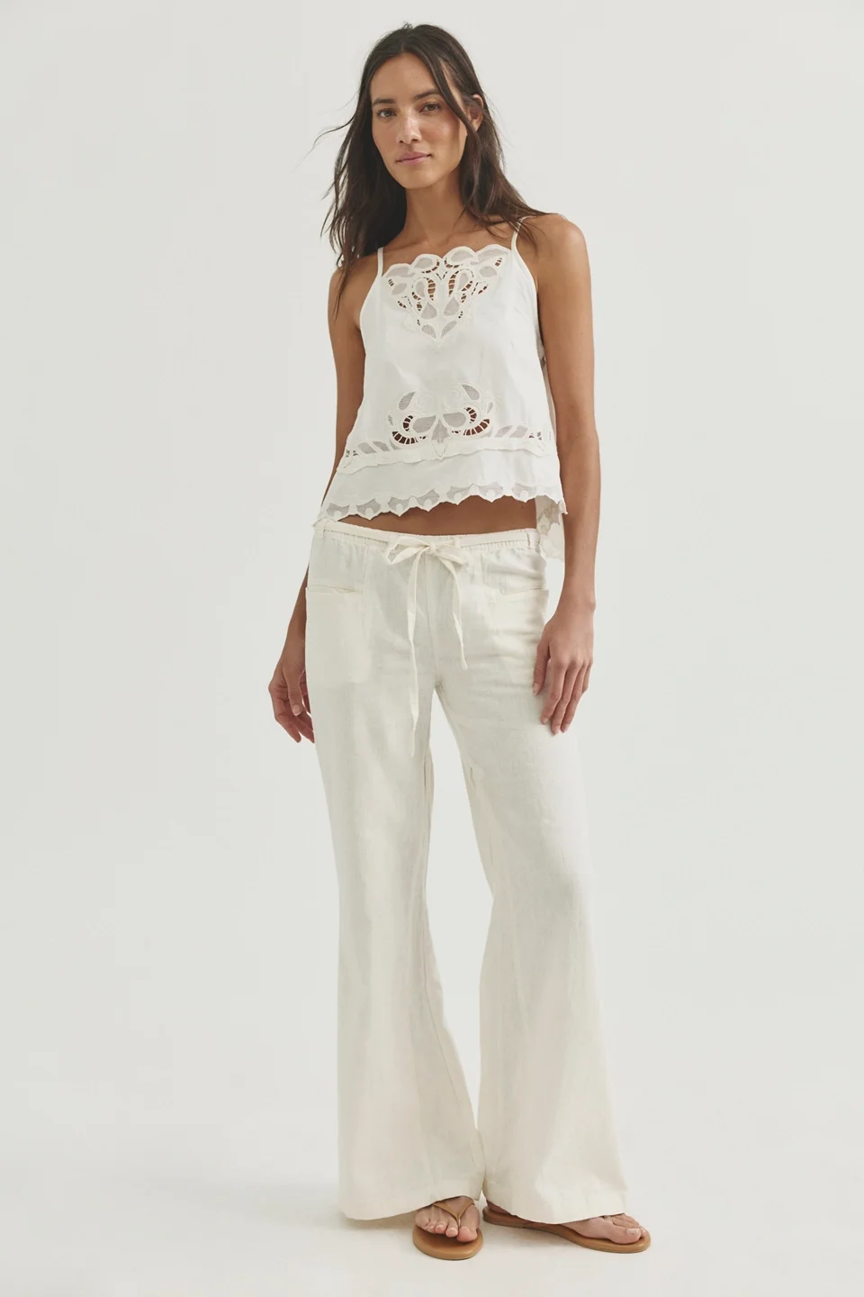 Break The Ice Linen Slouch Flare Pants - 1