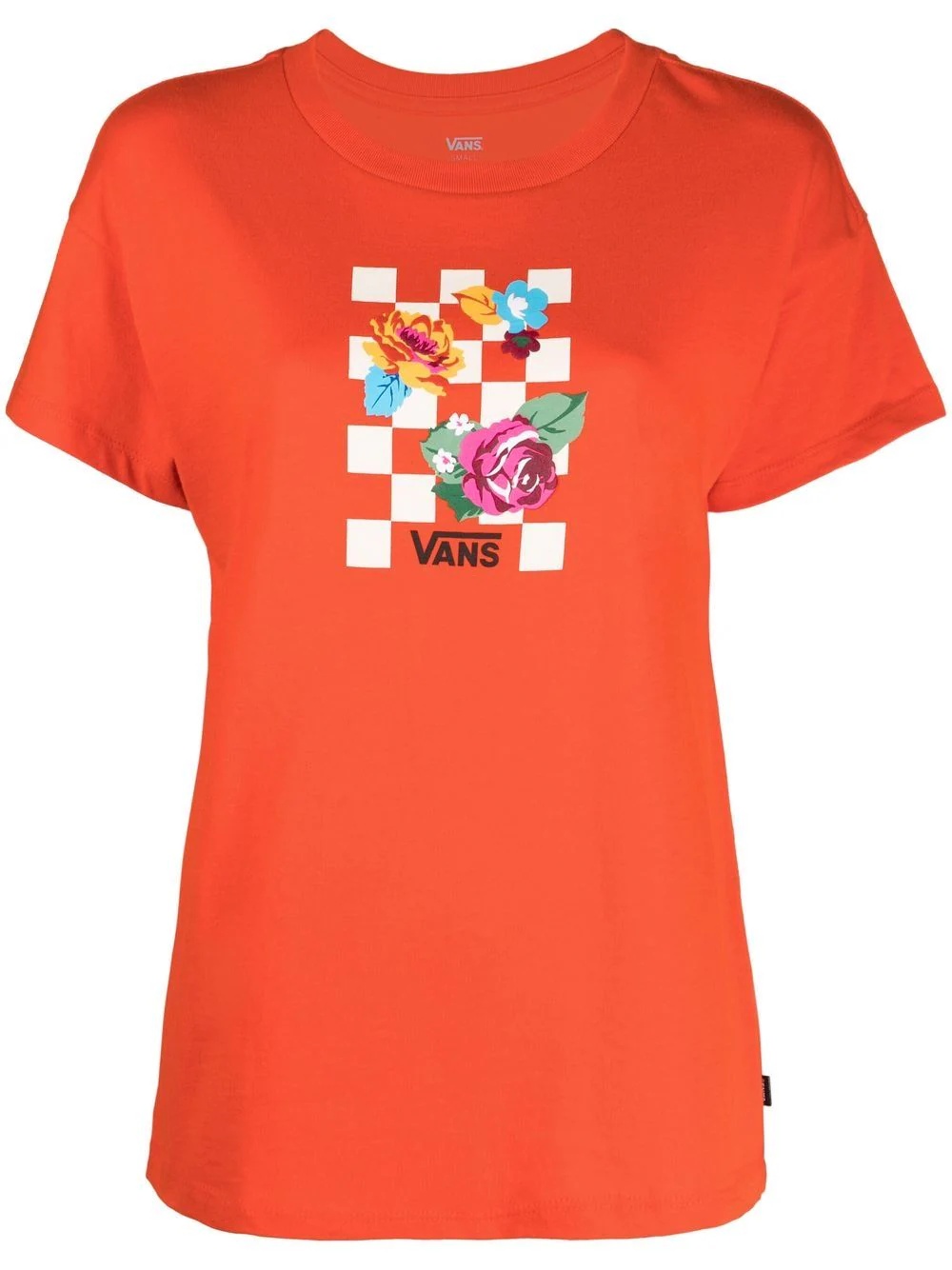 floral checkerboard logo T-shirt - 1