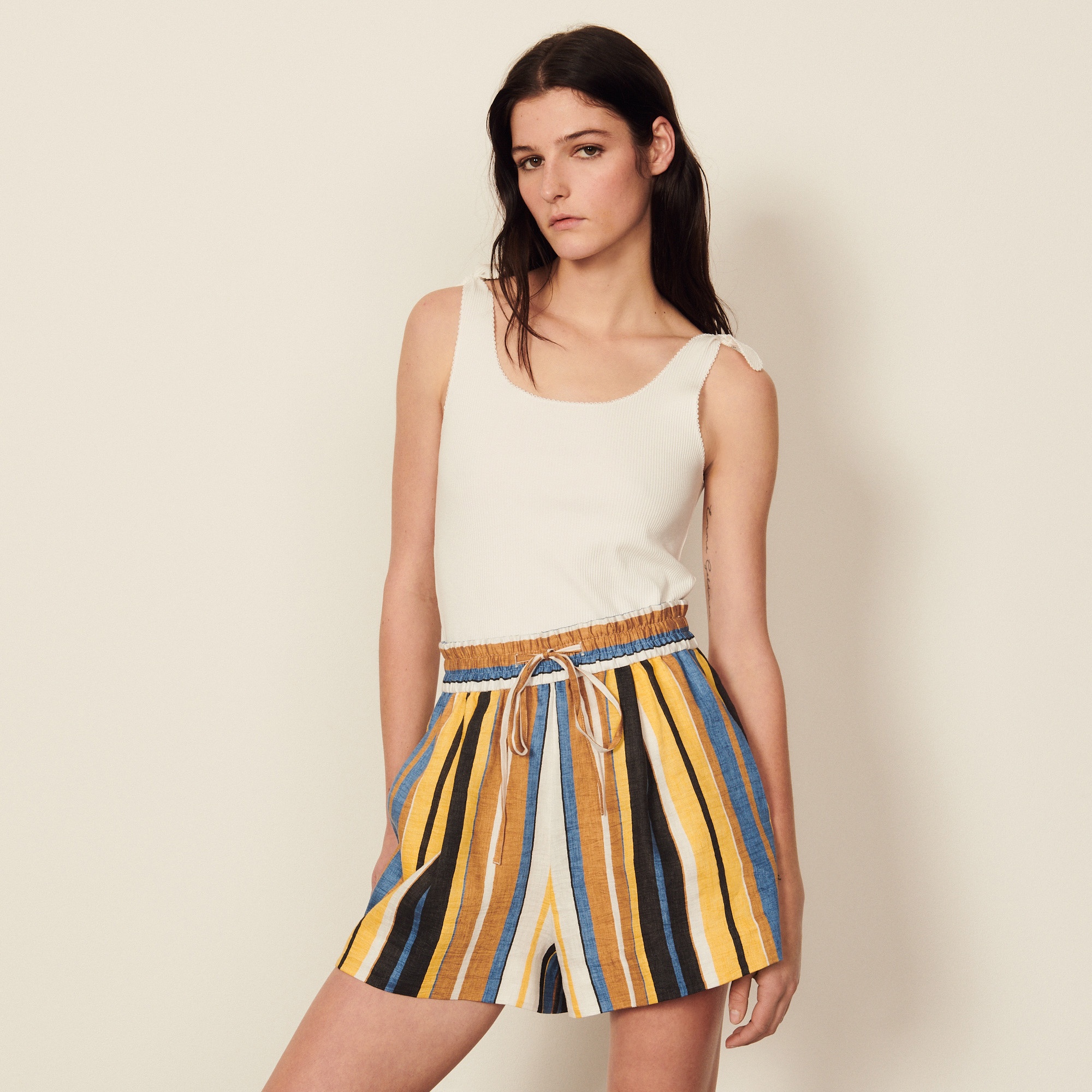 Striped linen shorts - 2