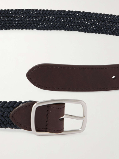 Loro Piana 3cm Leather-Trimmed Woven Cotton Belt outlook