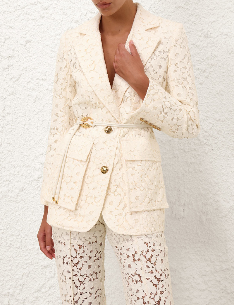 Zimmermann ILLUMINATE LACE BELTED JACKET outlook