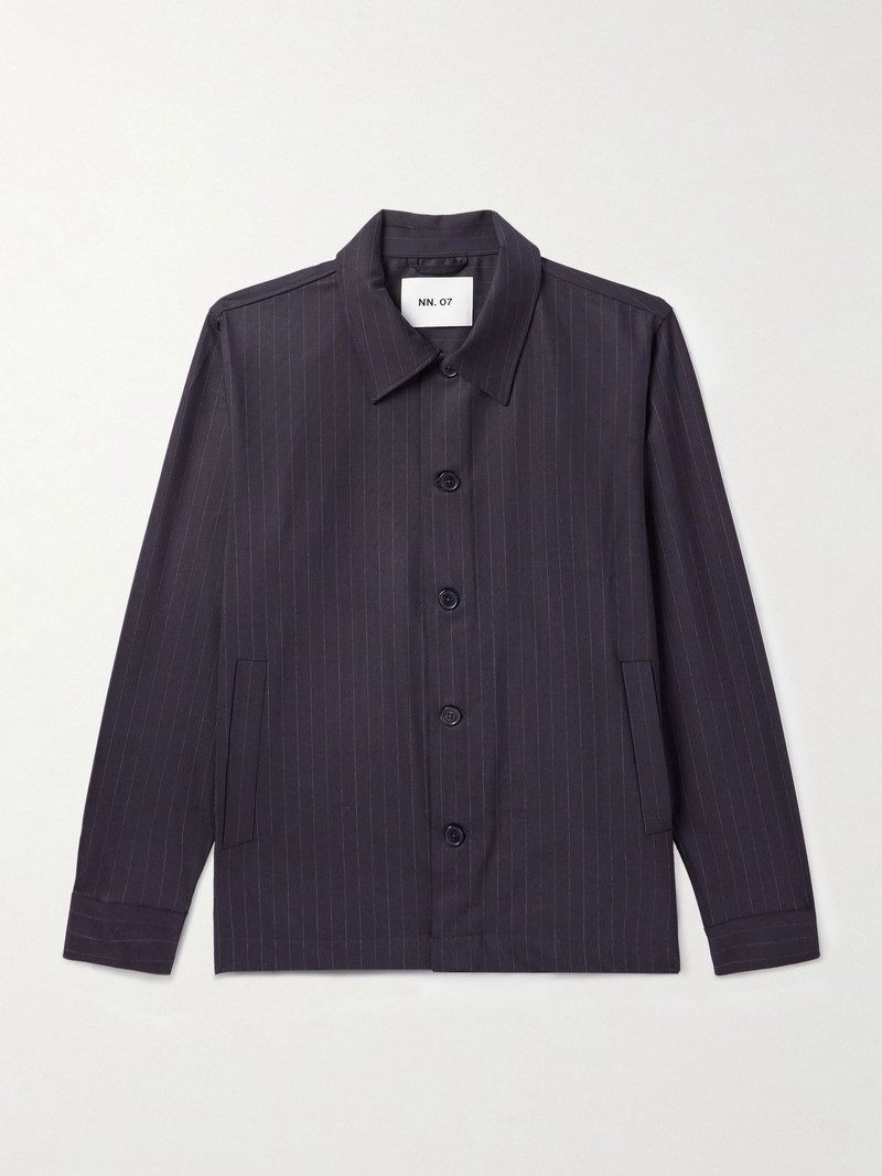 Zander 1088 Pinstriped Recycled Woven Shirt Navy 1