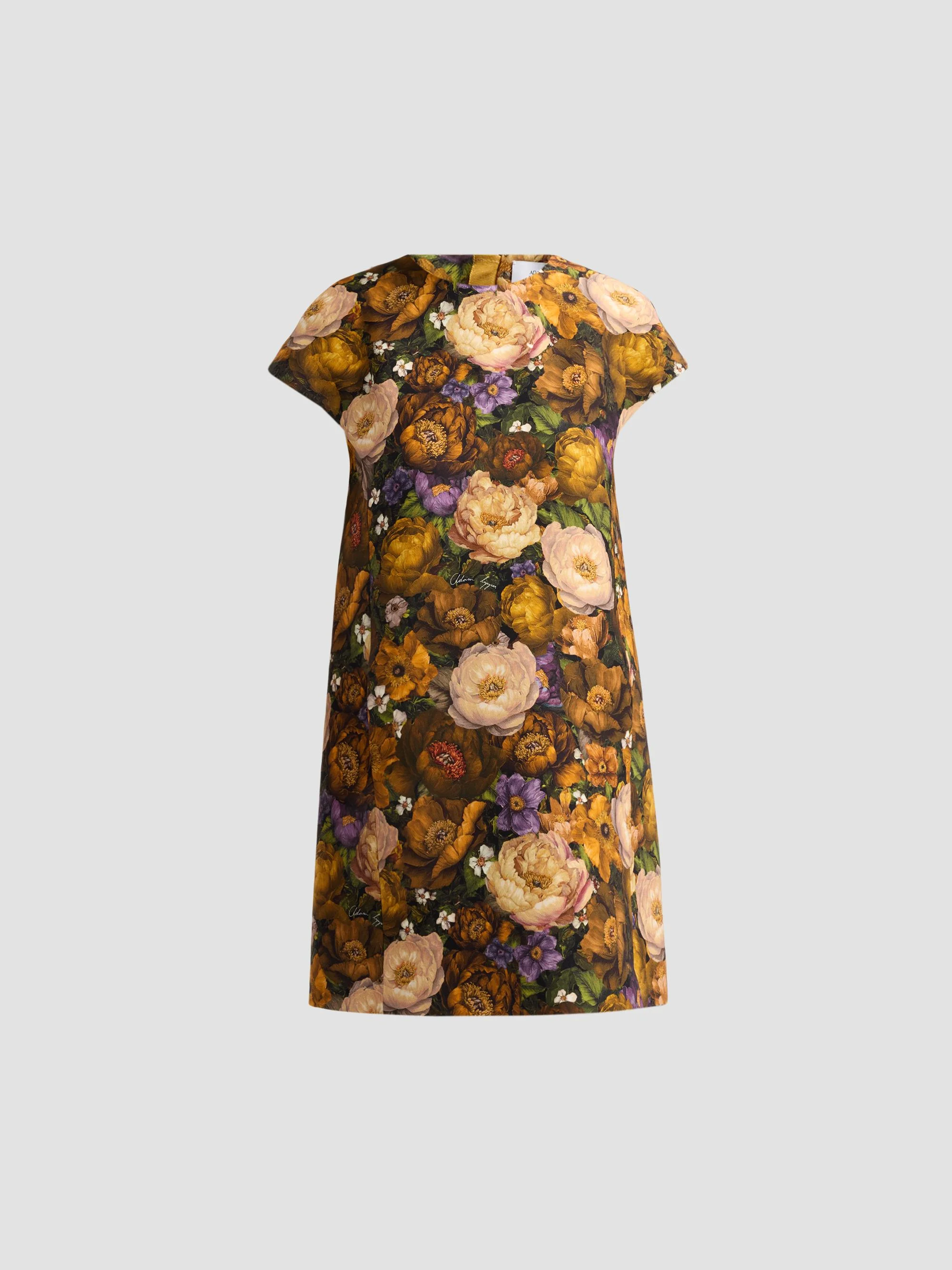 Women's Agata Floral Wool & Silk Mini Dress - Gold Floral - 1