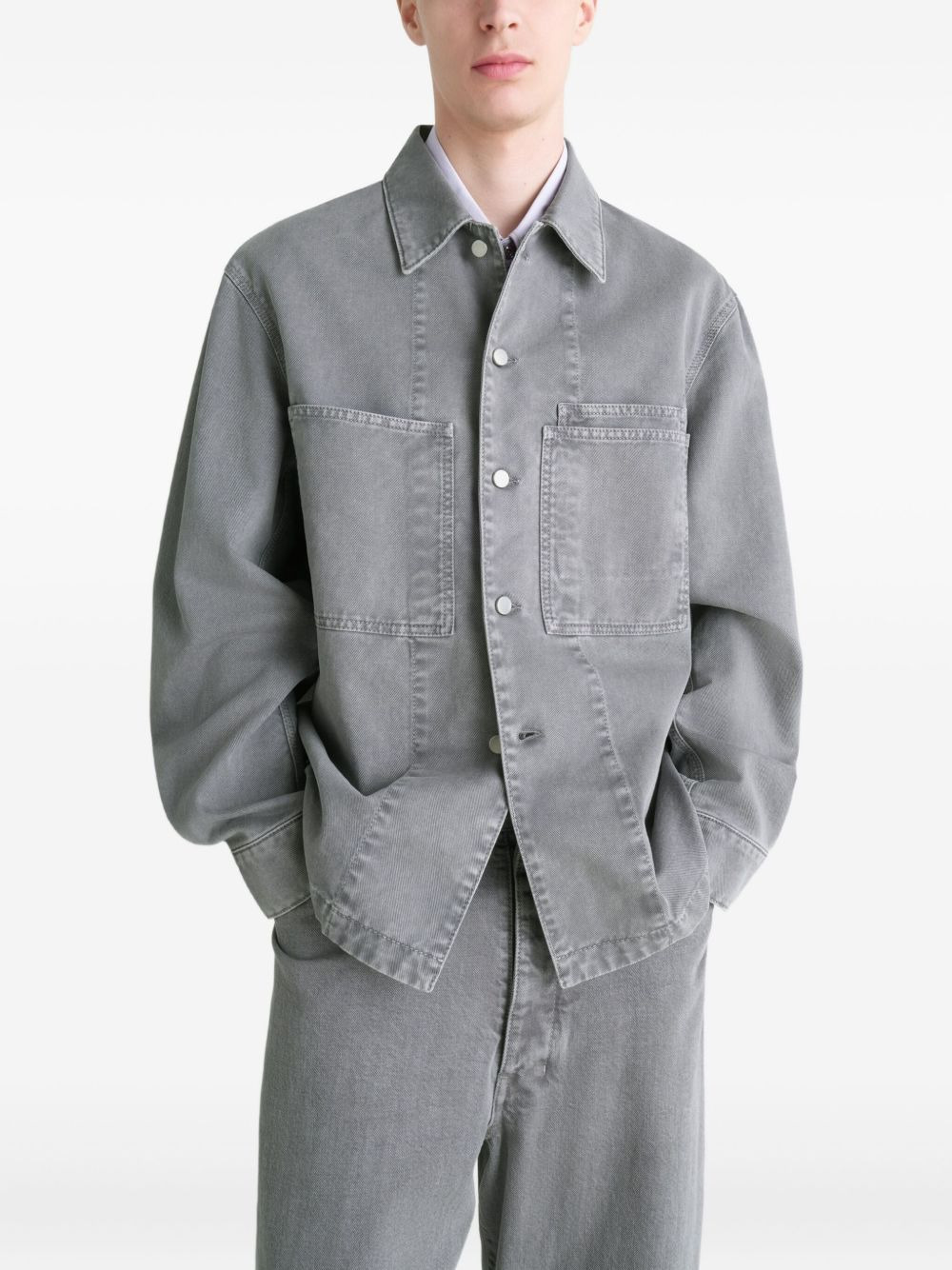 patch-pocket denim overshirt - 3