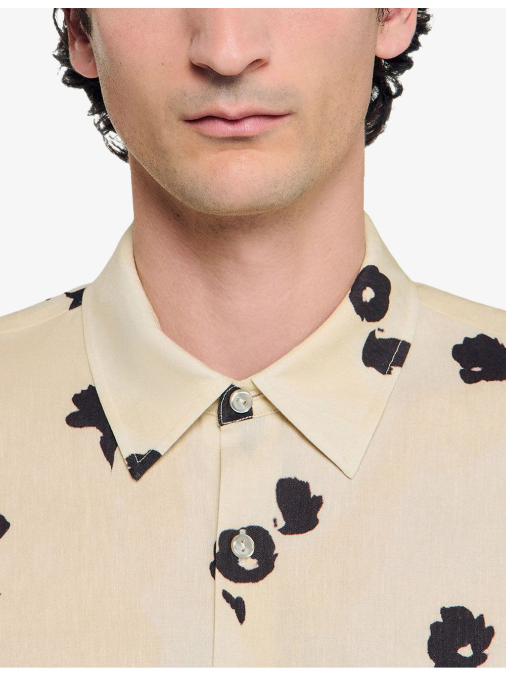 Floral-Print Pointed-Collar Linen Blend Shirt - 5