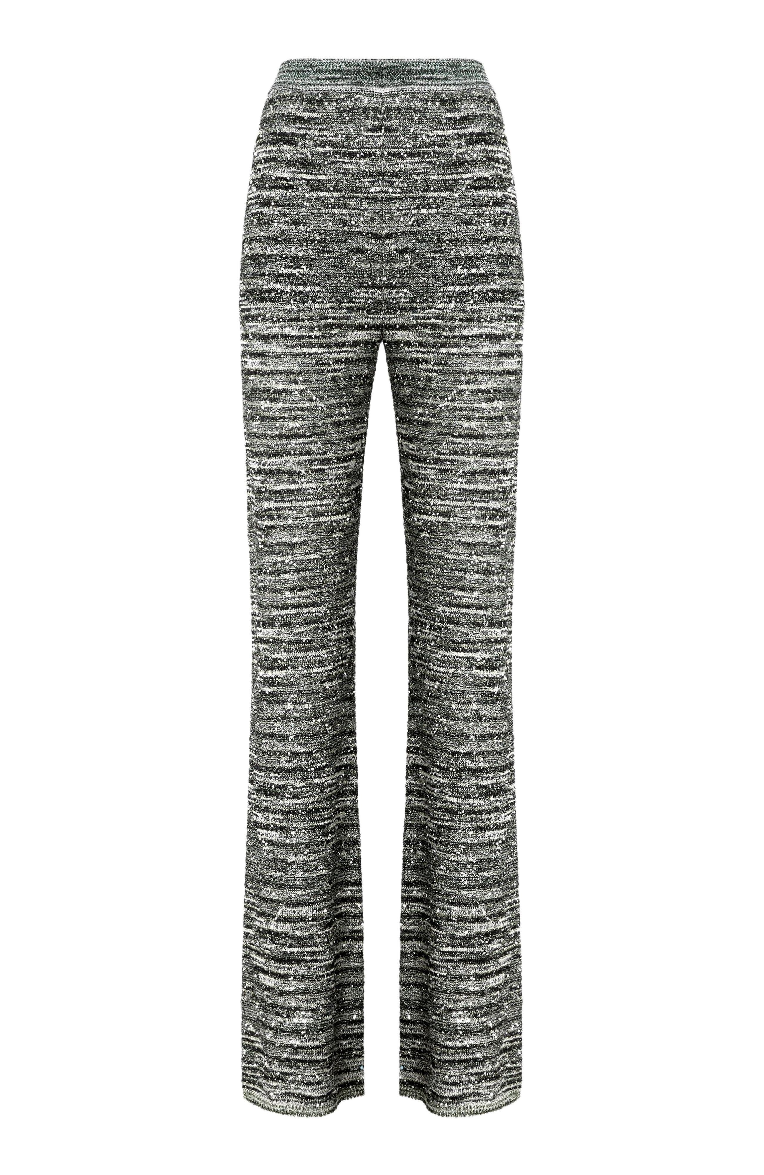 Missoni Flare Trousers In Slub Knit With Sequins in Green & Black at Nordstrom - 2