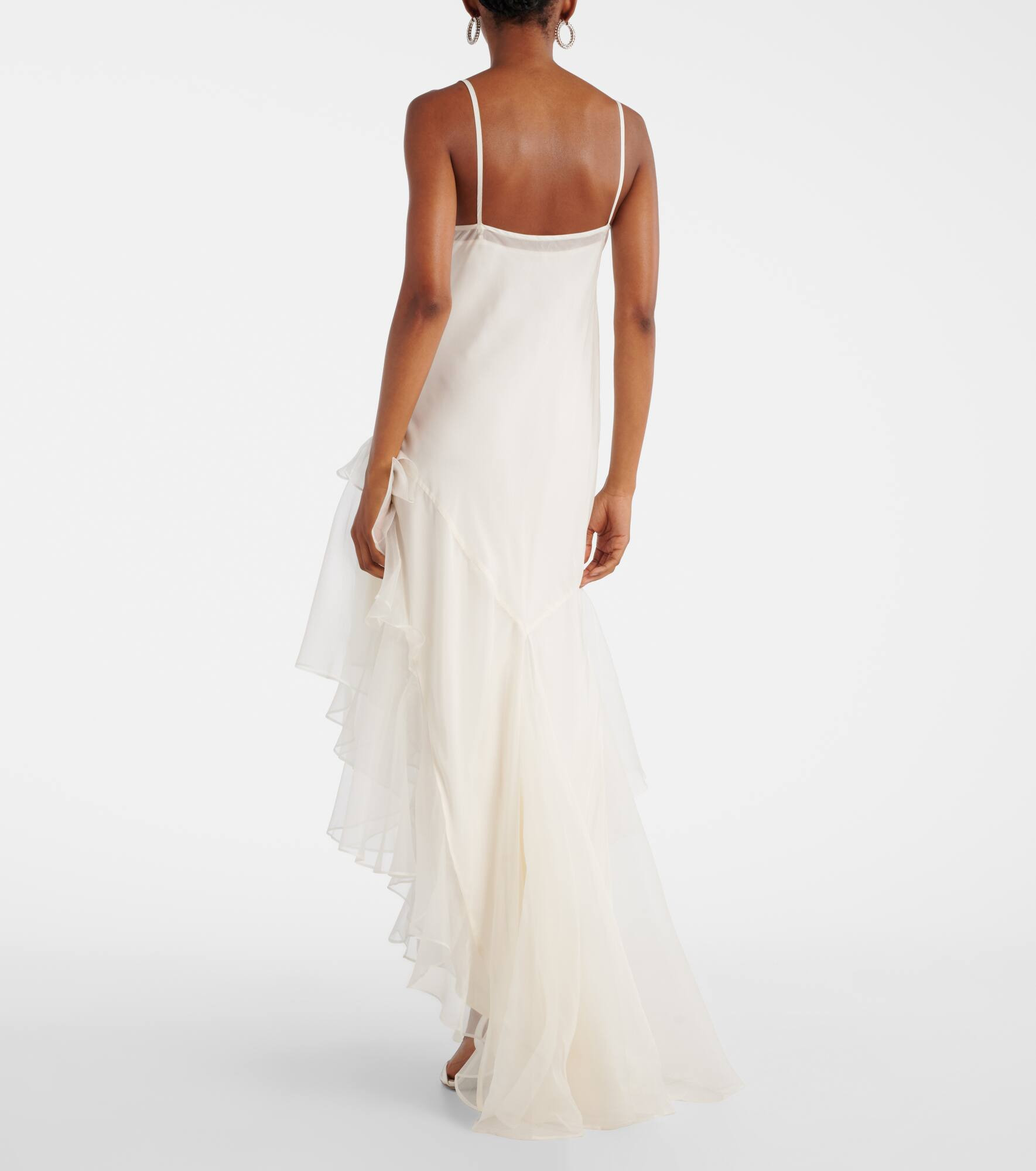 Bridal Sage Flounce ruffled silk cocktail dress - 3