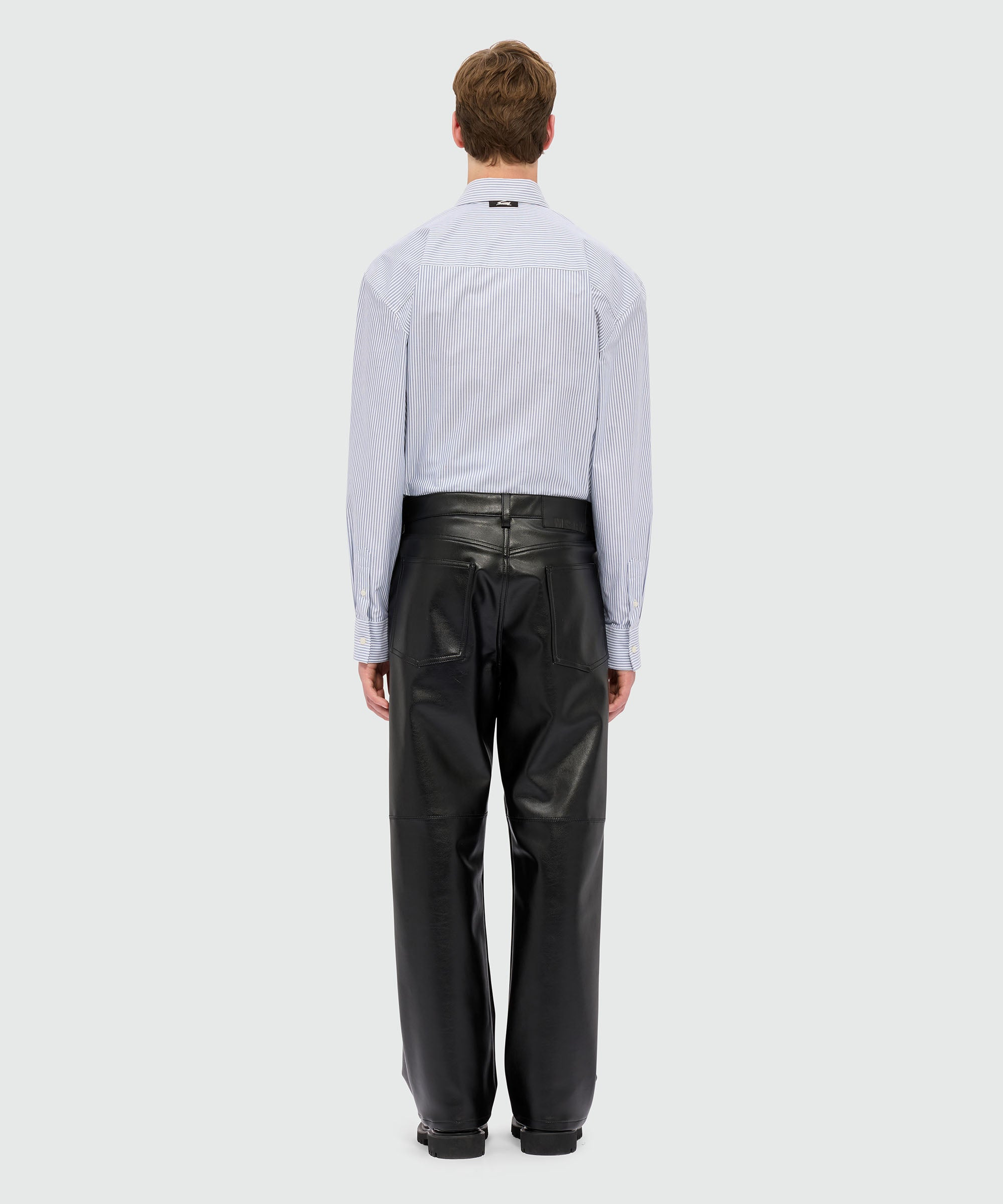 Black textured faux leather trousers - 3