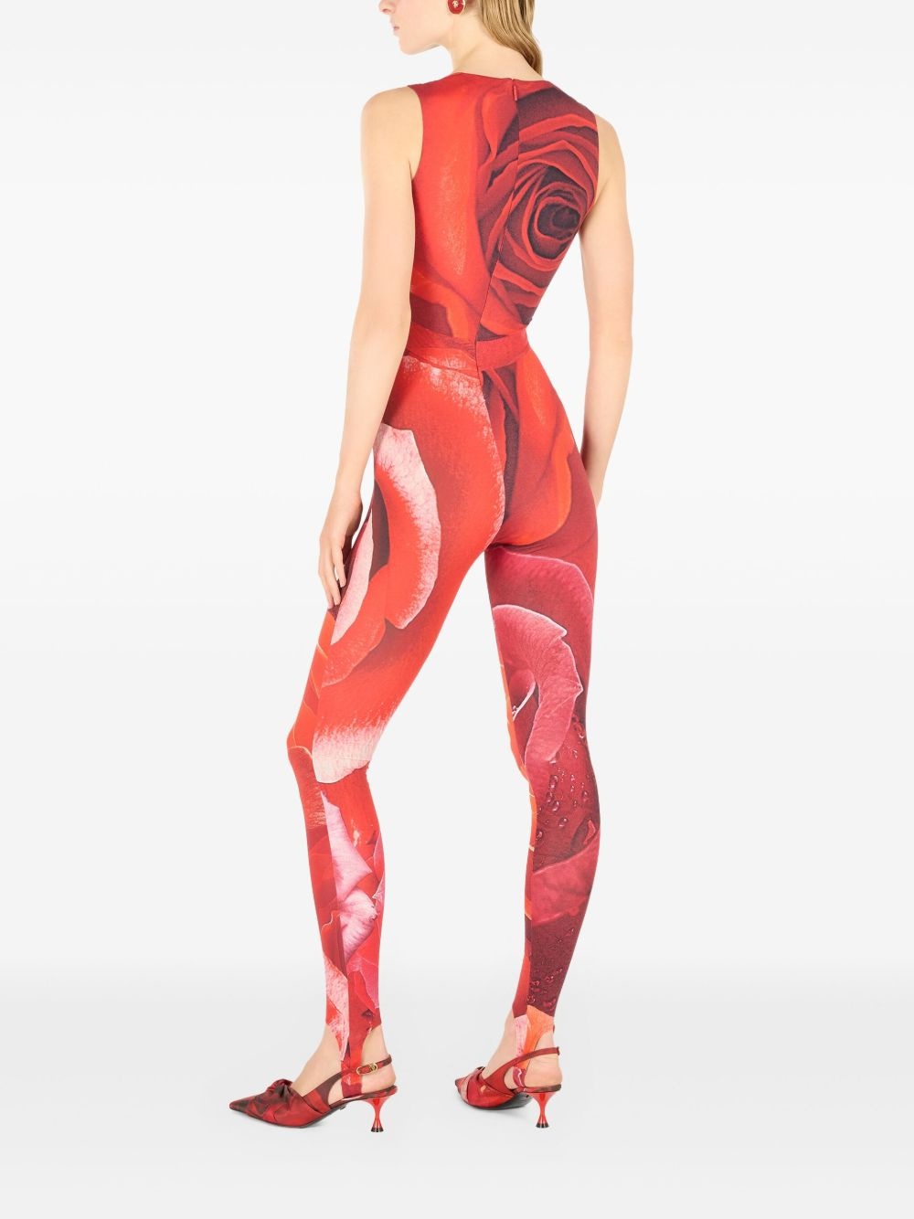 rose-print jumpsuit - 4