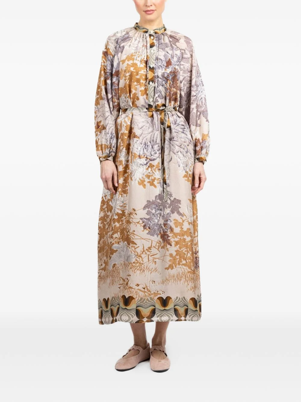 Aloe floral-print long-sleeve dress - 1