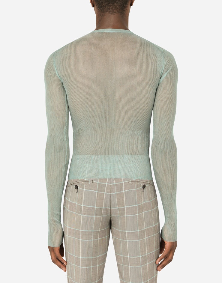 Ribbed technical yarn round-neck sweater - 3