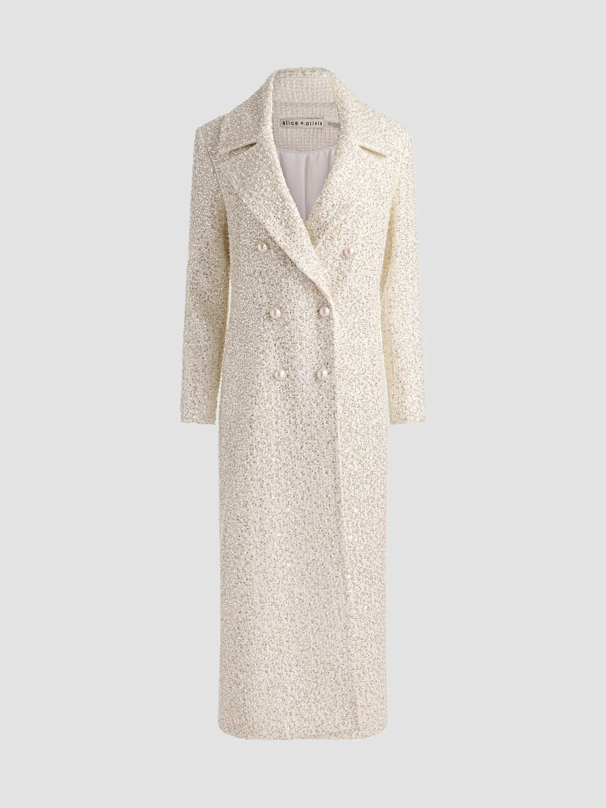 Women's Nicholas Embellished Double-Breasted Coat - Off White - 1