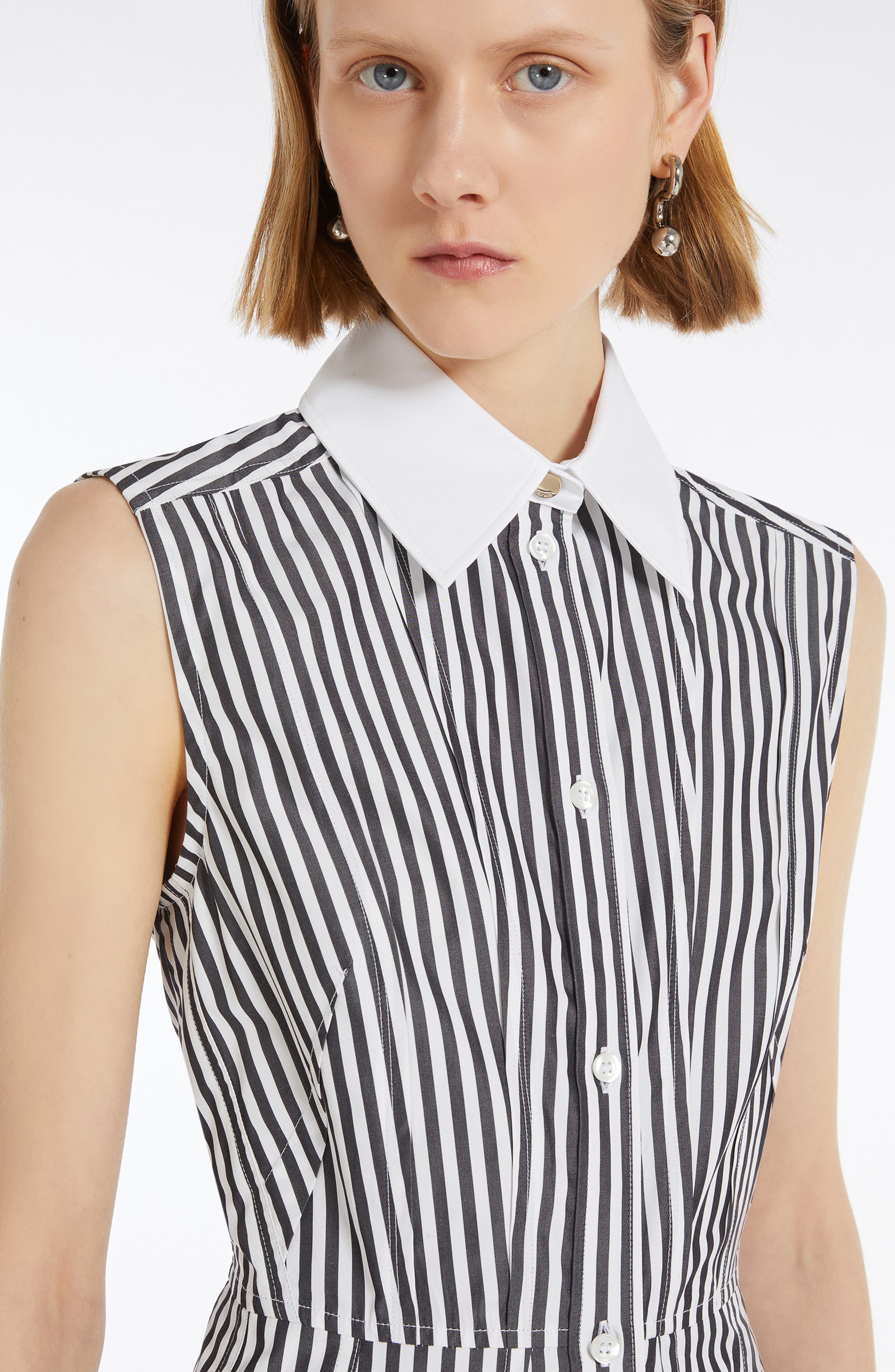 SPORTMAX Stripe Cotton Poplin Shirtdress in Black at Nordstrom - 2