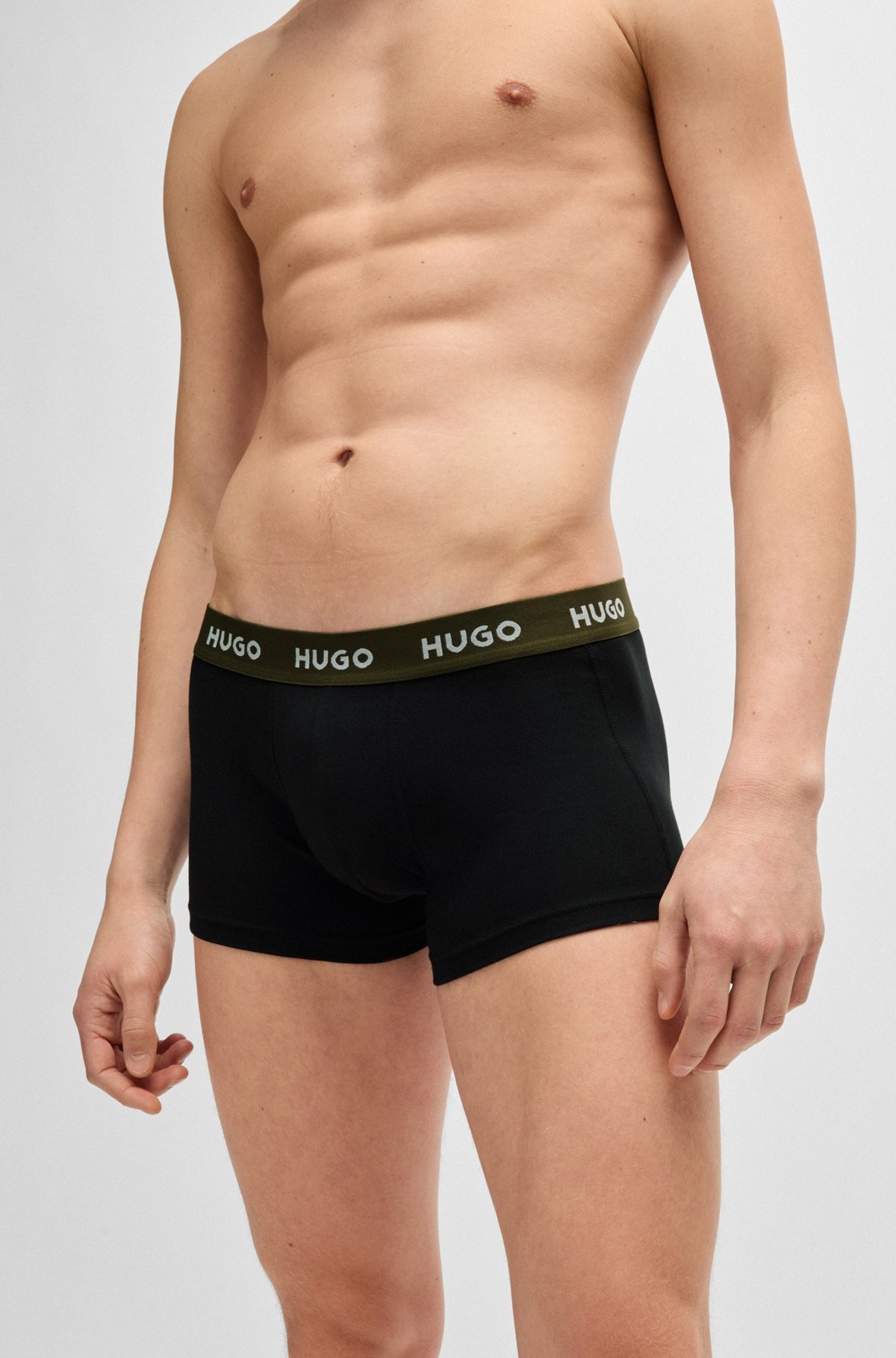 THREE-PACK OF STRETCH-COTTON TRUNKS WITH LOGO WAISTBANDS - 4