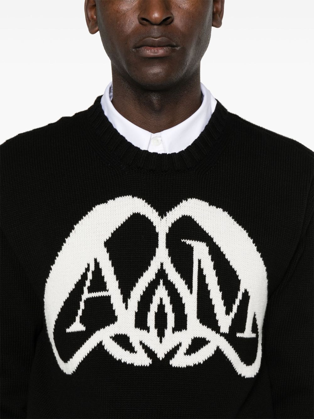 logo-intarsia cotton sweatshirt - 5