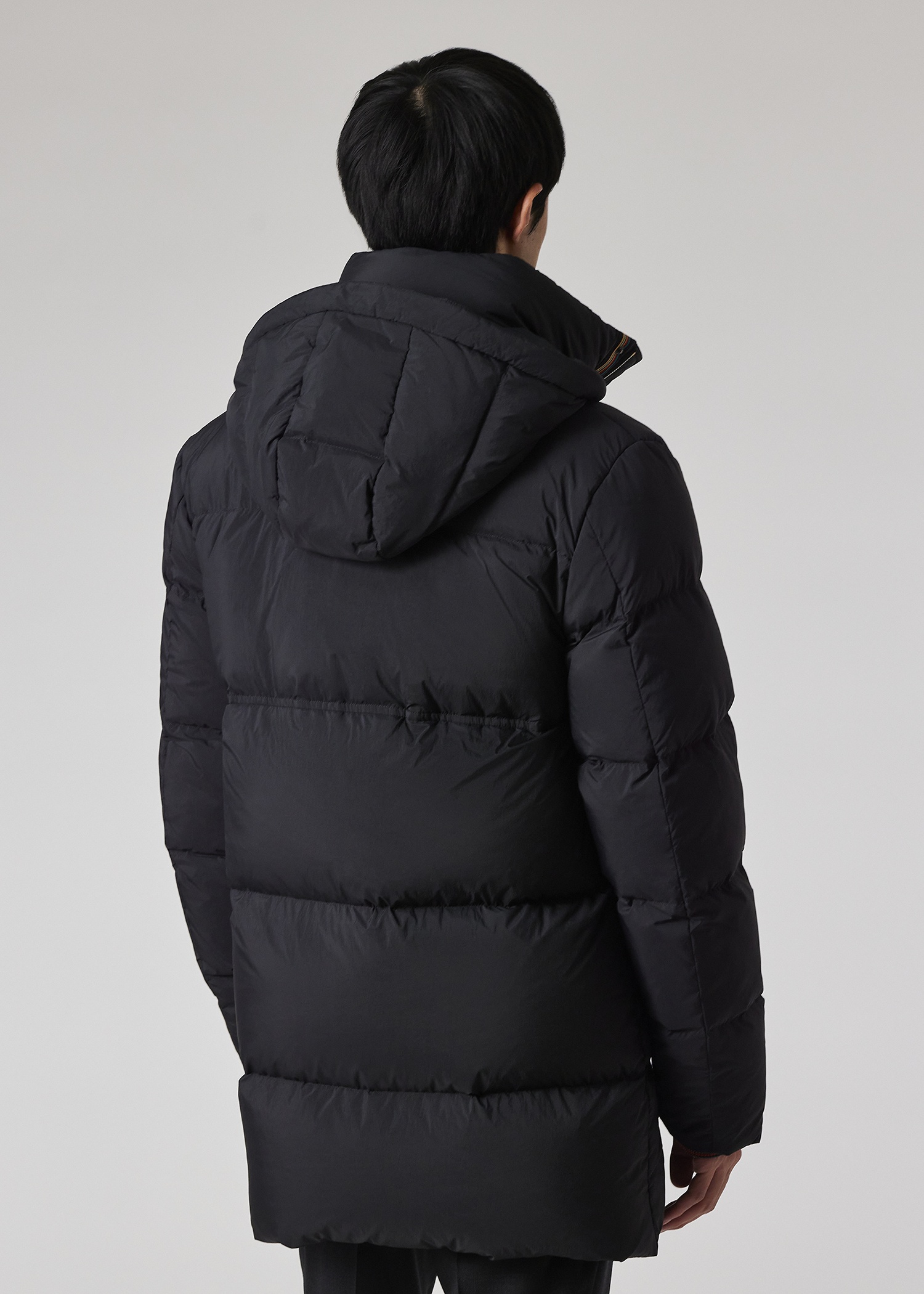 Black Water Repellent Mid-Length Down Coat - 7