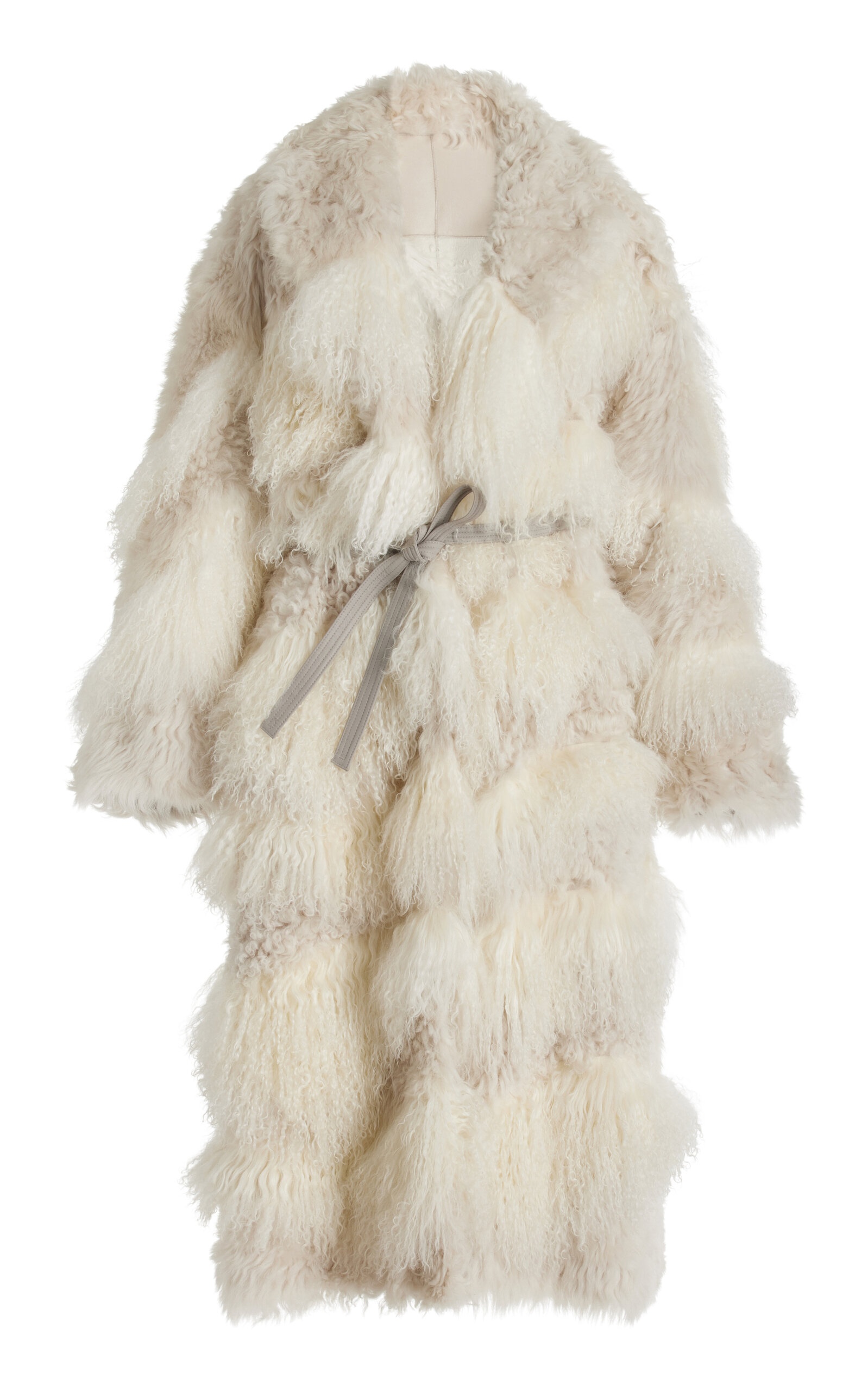 Emrys Oversized Shearling Cocoon Coat off-white - 1