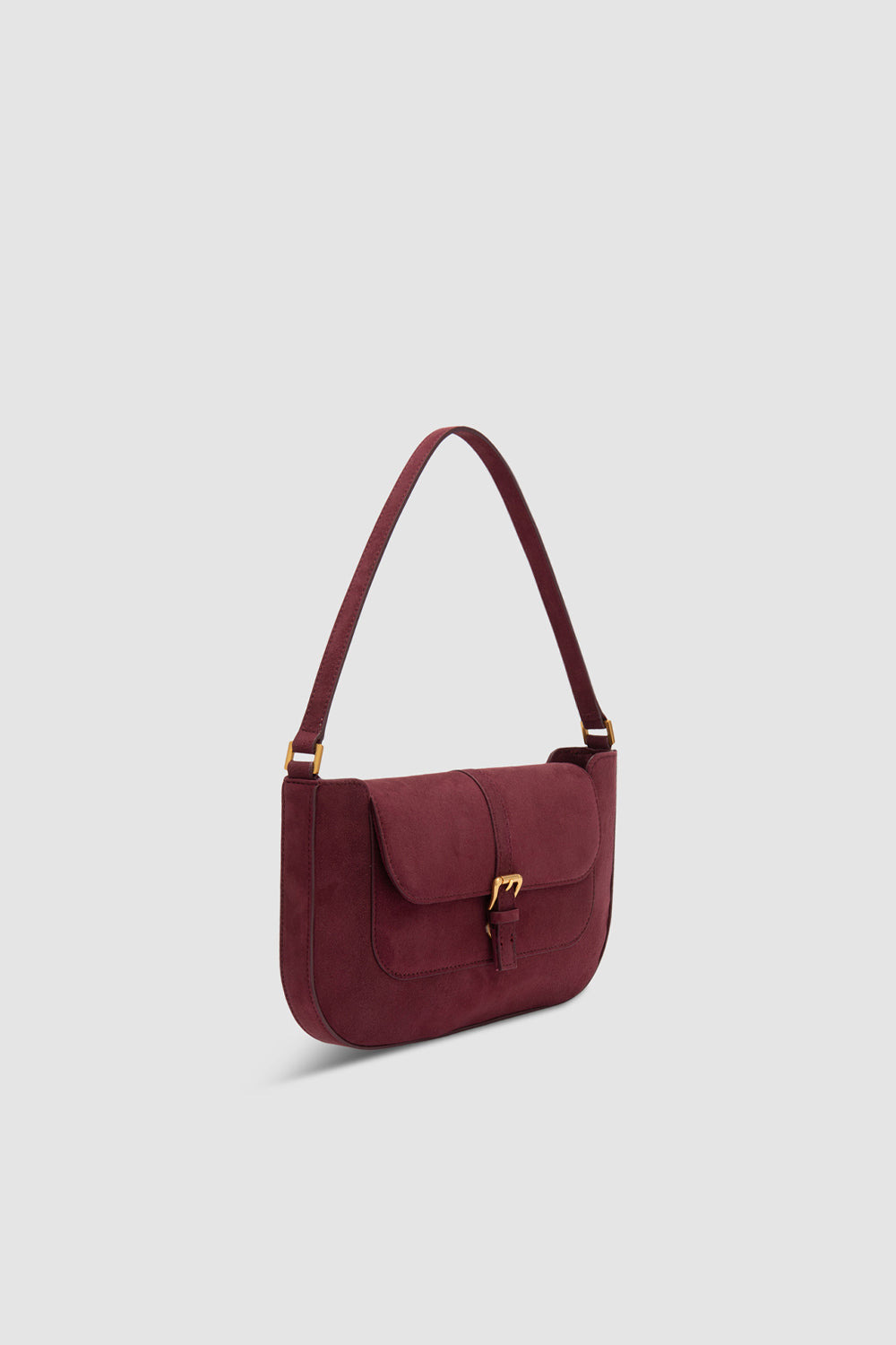 Miranda Sour Cherry Suede Leather Shoulder Bag - 2