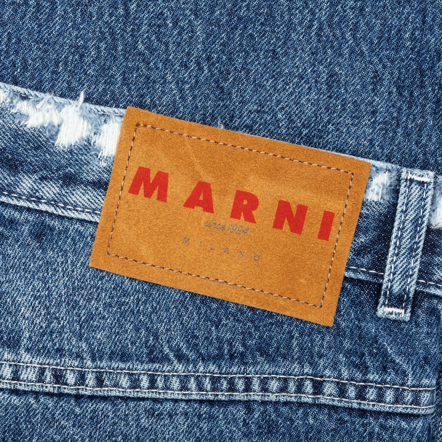 VIRGIN WOOL DENIM TROUSERS WITH KNITTED PATCHES  - DEEP BLUE - 6