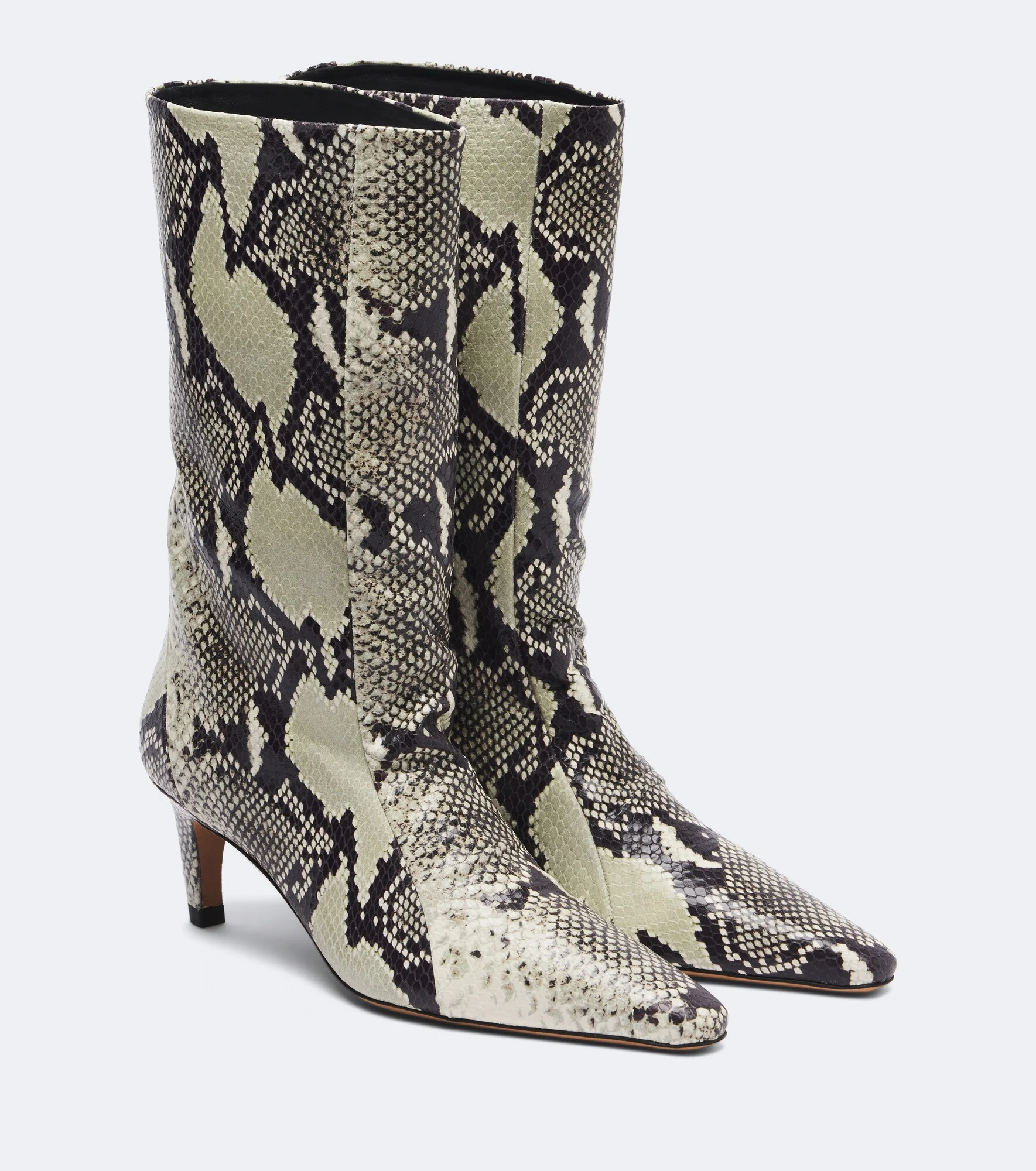 Cave snake-effect leather ankle boots - 1