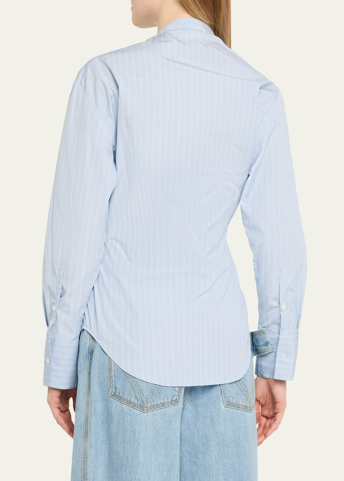 Stripe Long-Sleeve Overlap Shirt - 3