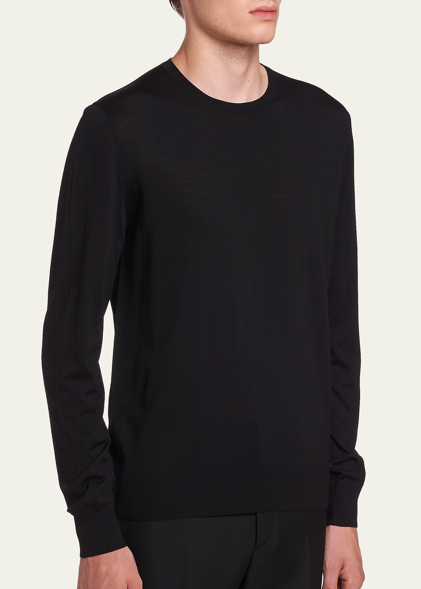 Men's Worsted Wool Crewneck Sweater - 5