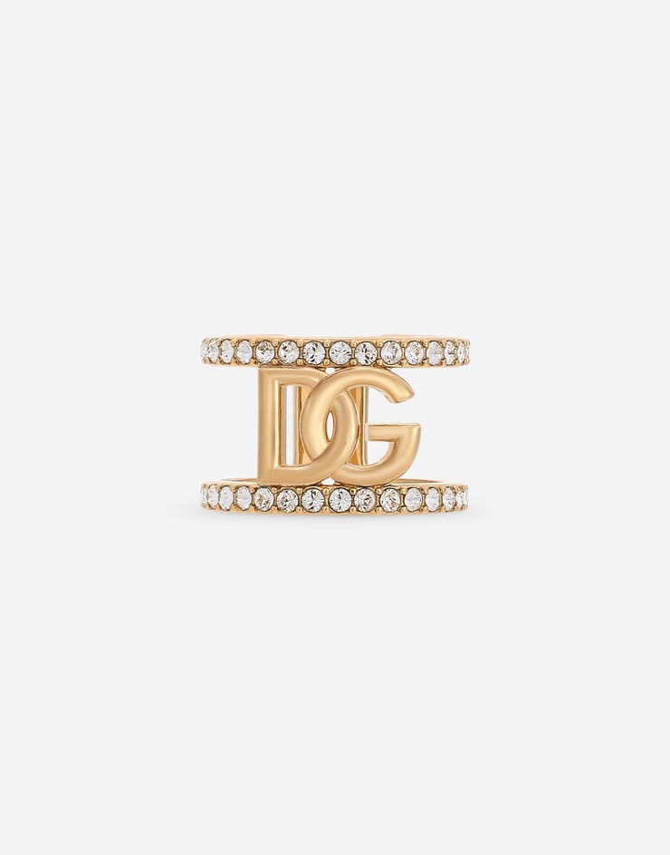 Open ring with rhinestones and DG logo - 1