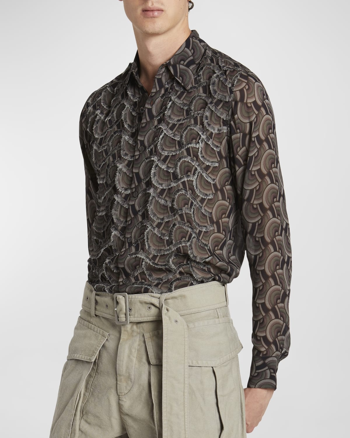 Men's Celdon Fringe Patterned Sport Shirt - 7