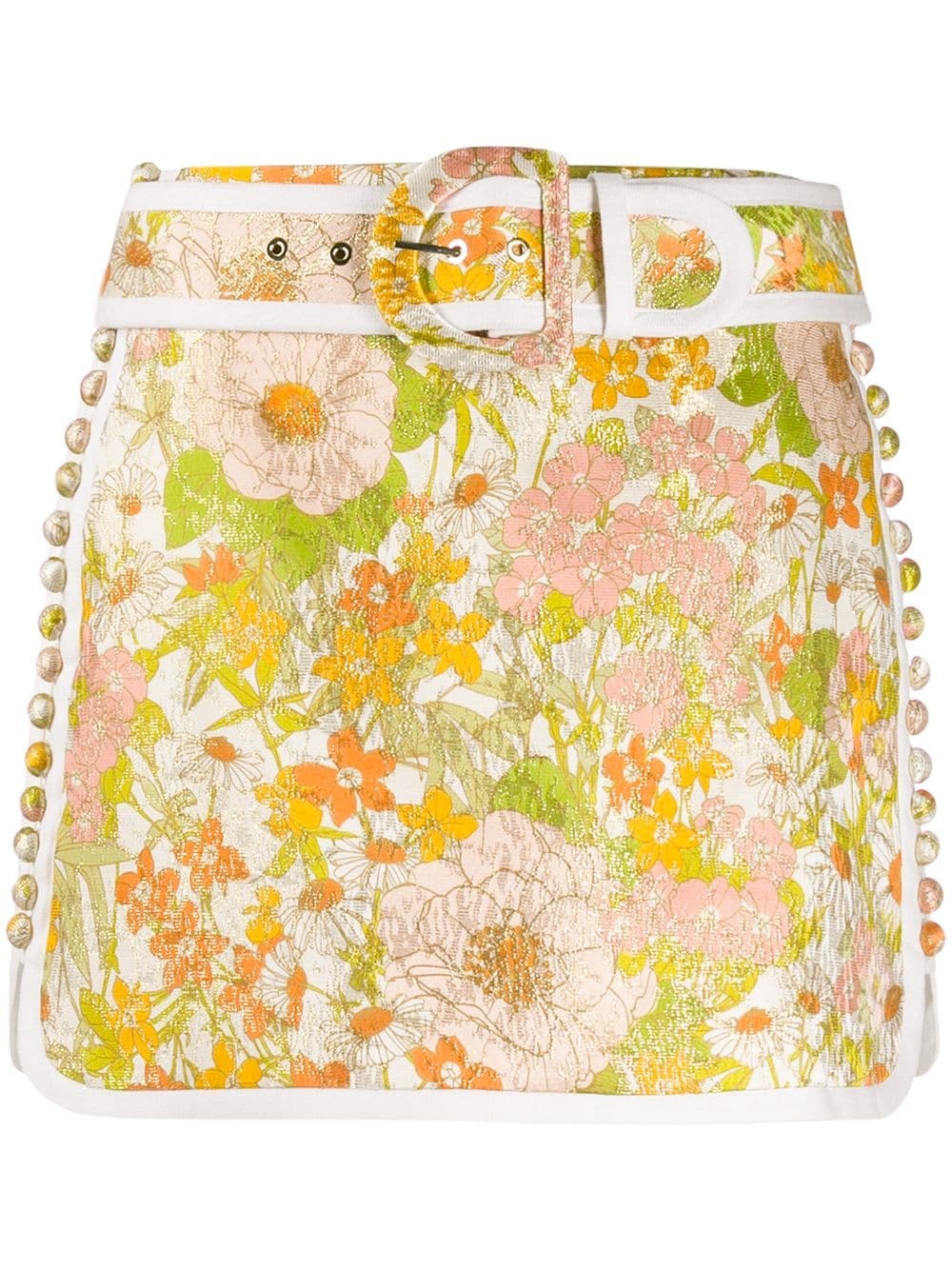 fitted D-buckle floral skirt - 1