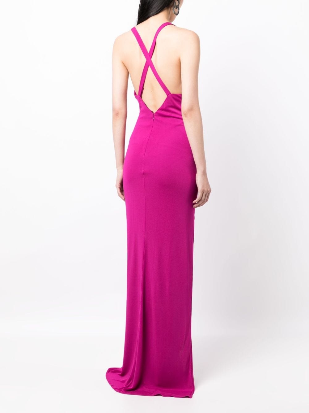 V-neck side-slit maxi dress - 4