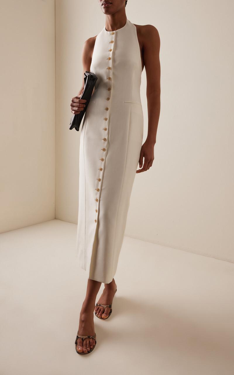 HEIRLOME Exclusive Sarah Wool-Silk Midi Halter Dress ivory outlook