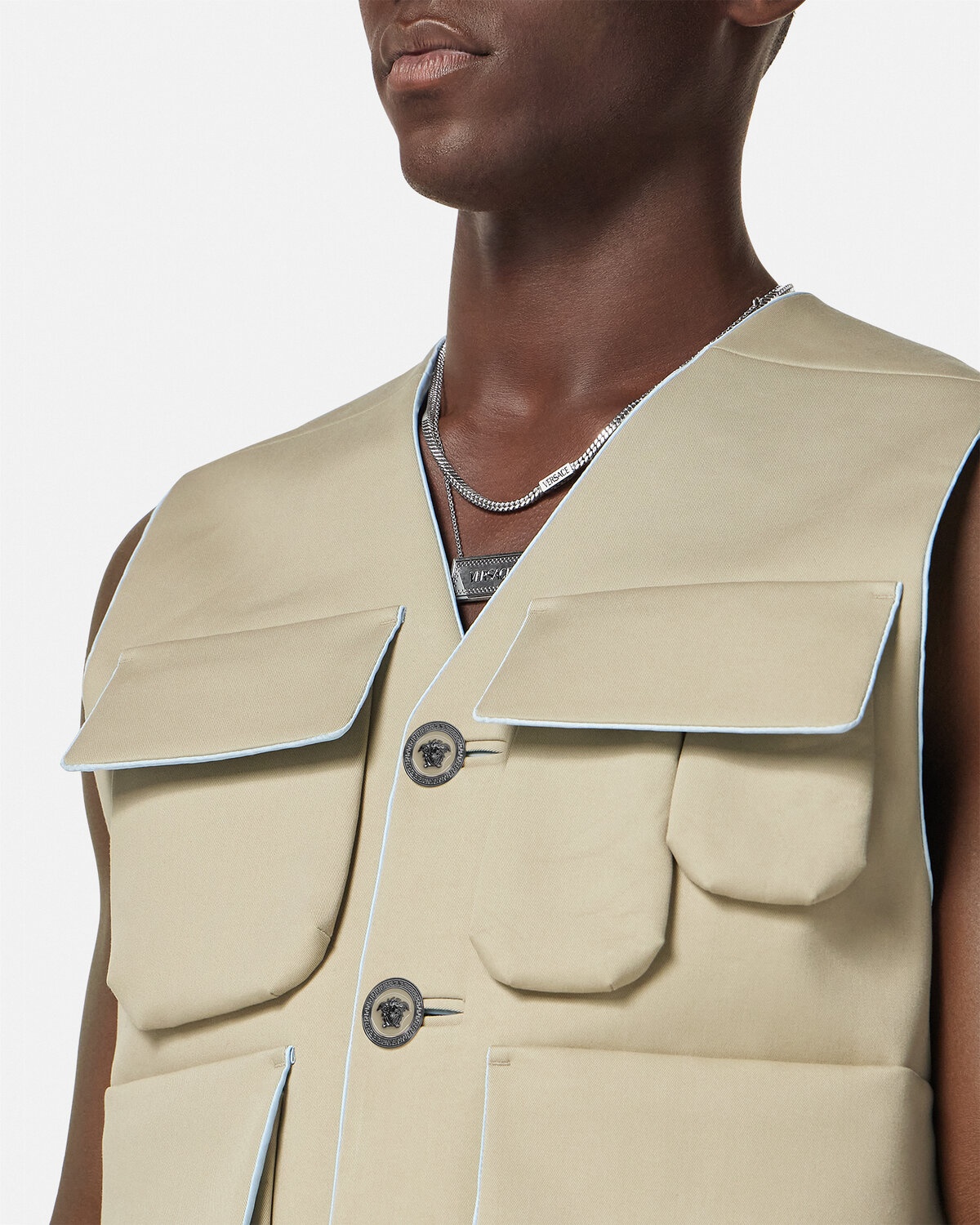 Bonded Gabardine Cargo Vest - 3