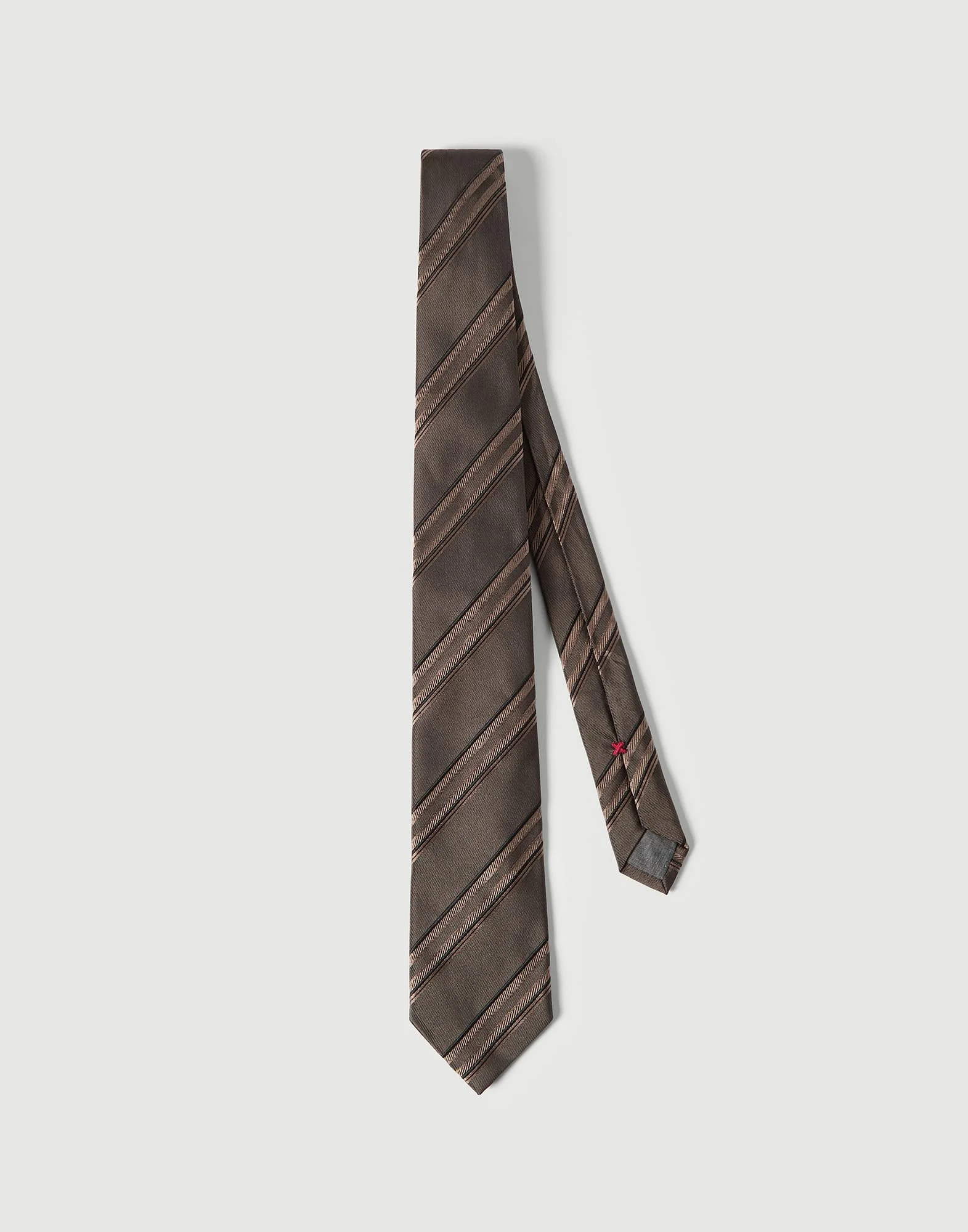 Textured striped silk tie - 1