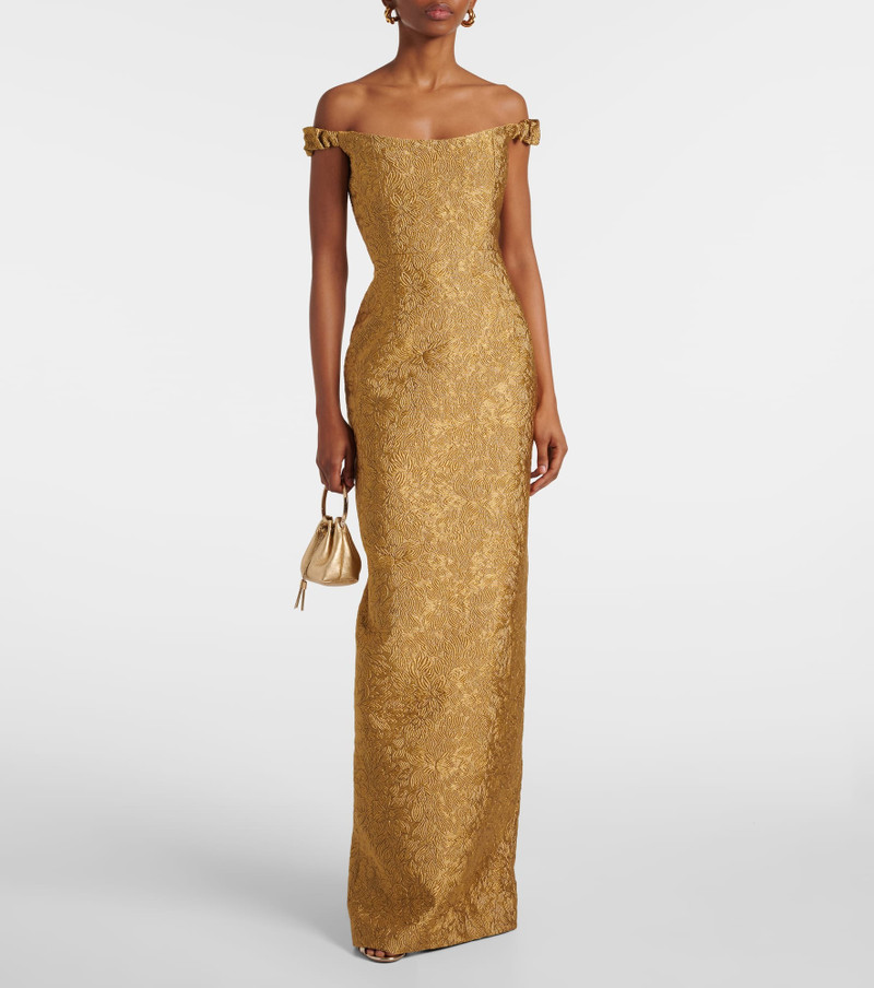markarian Yolanda floral off-shoulder brocade gown outlook
