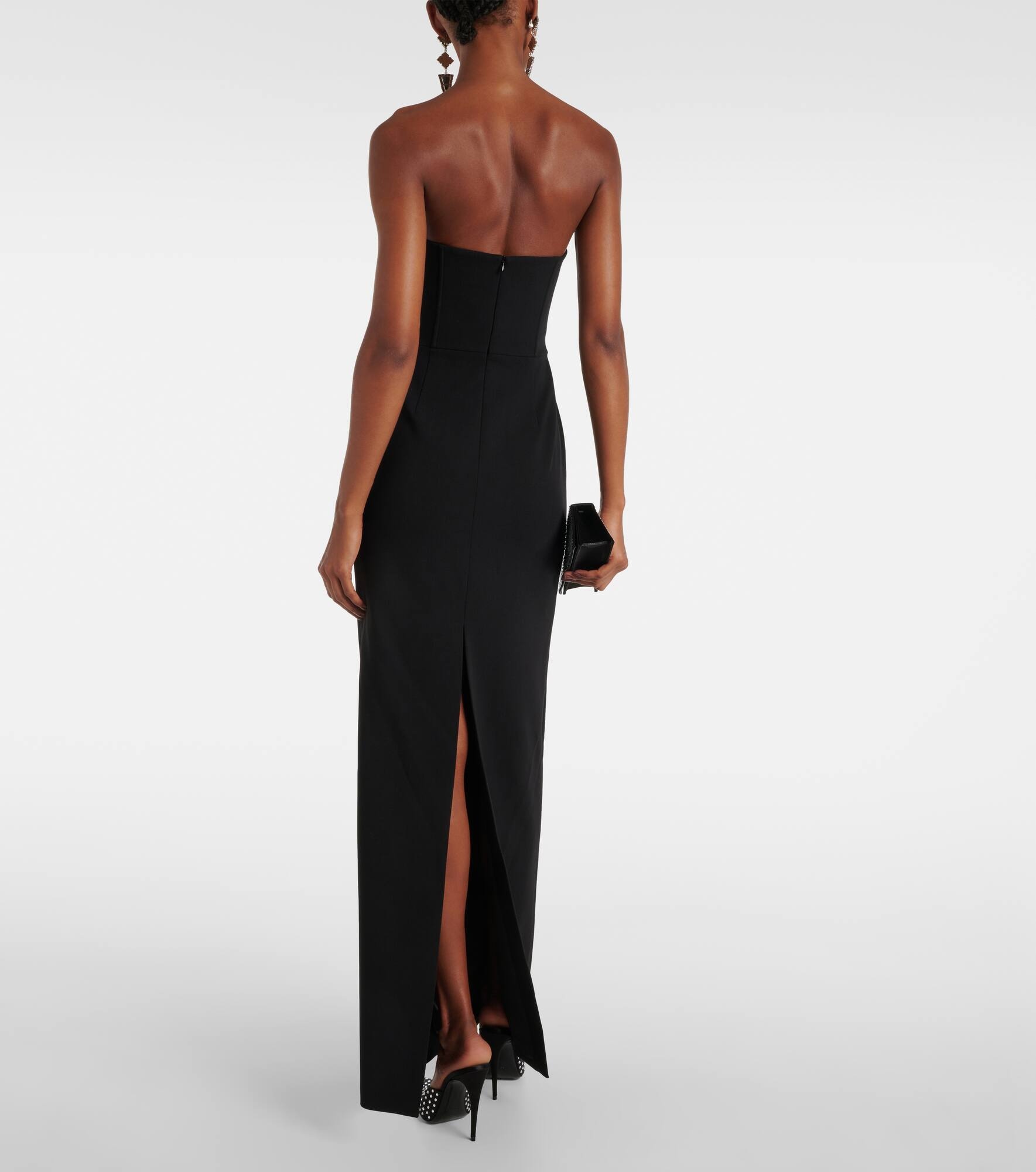 Draped wool-blend bustier gown - 3