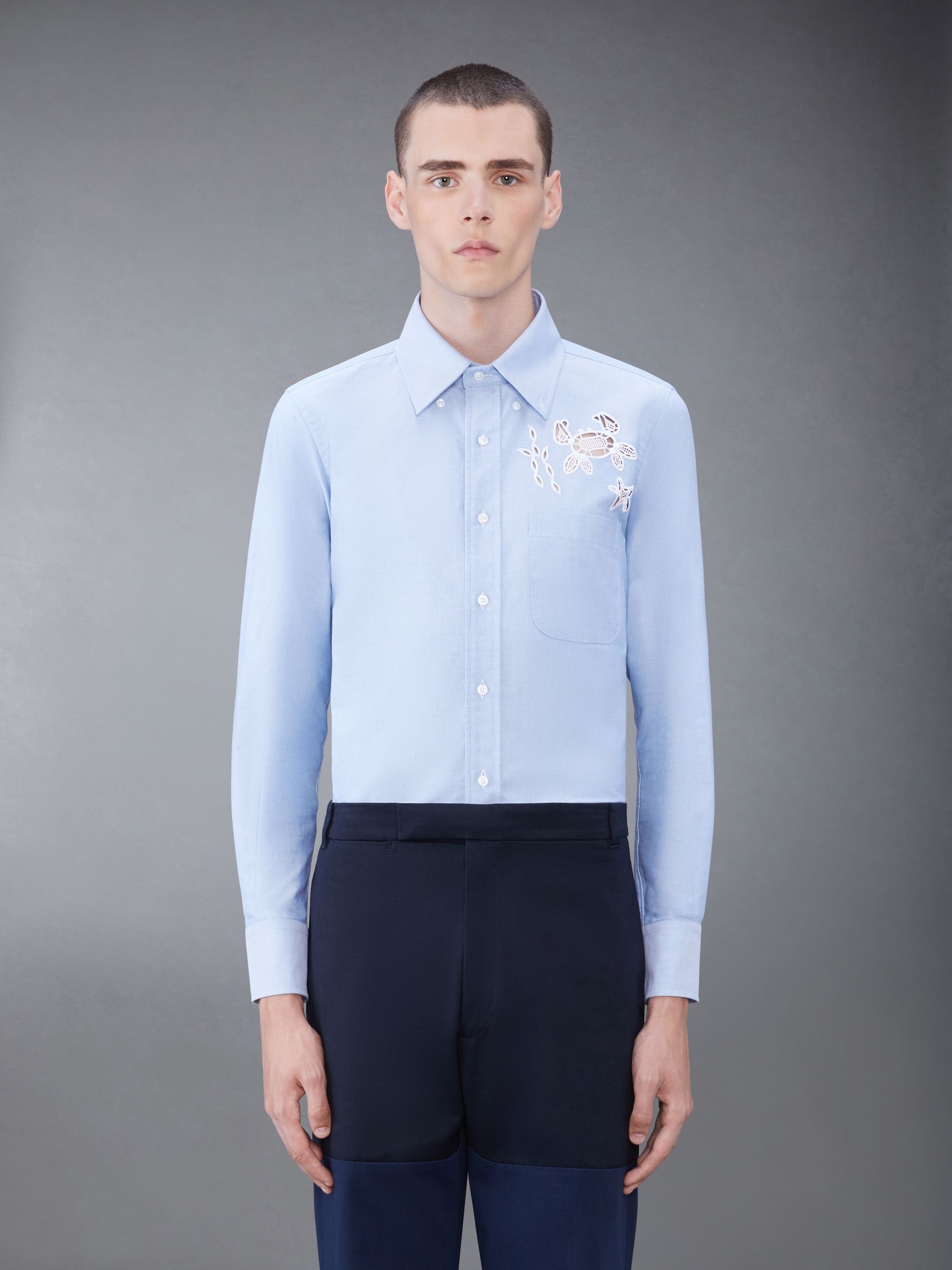 broderie-appliqué cotton shirt - 1
