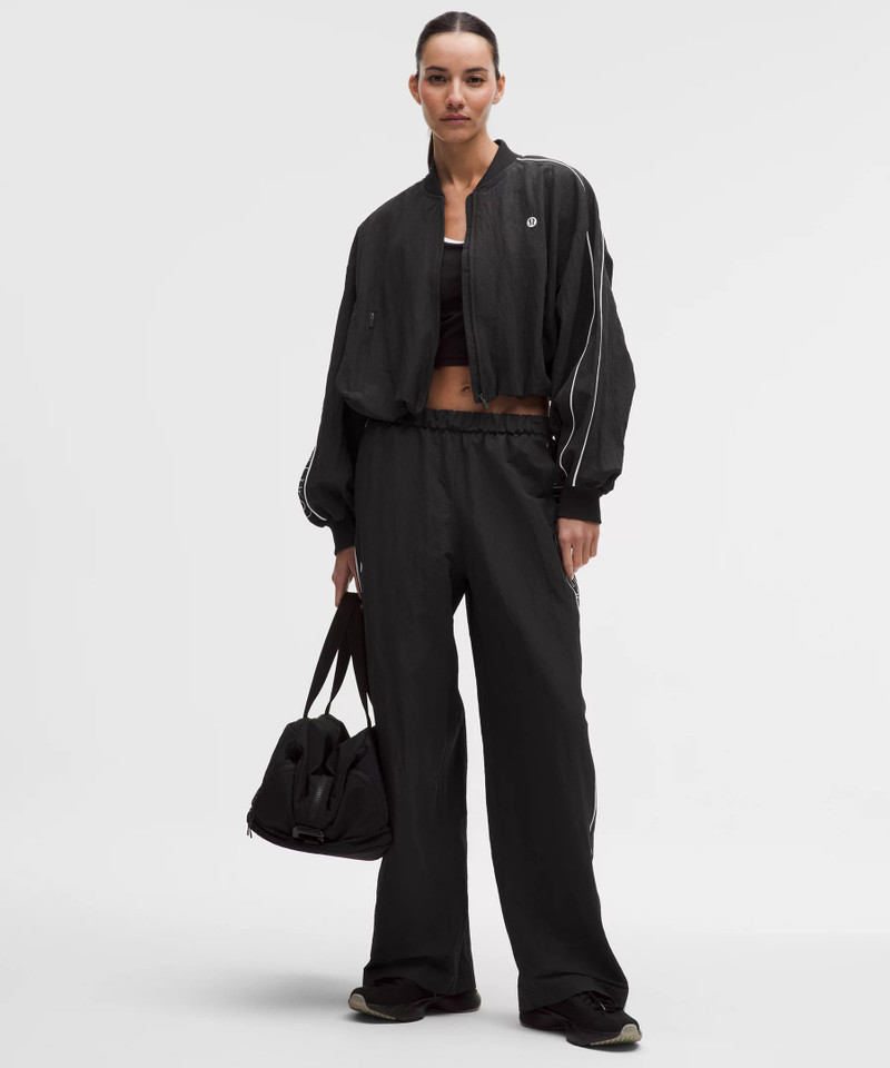 Crinkle Nylon Mid-Rise Track Pant *Wordmark 1