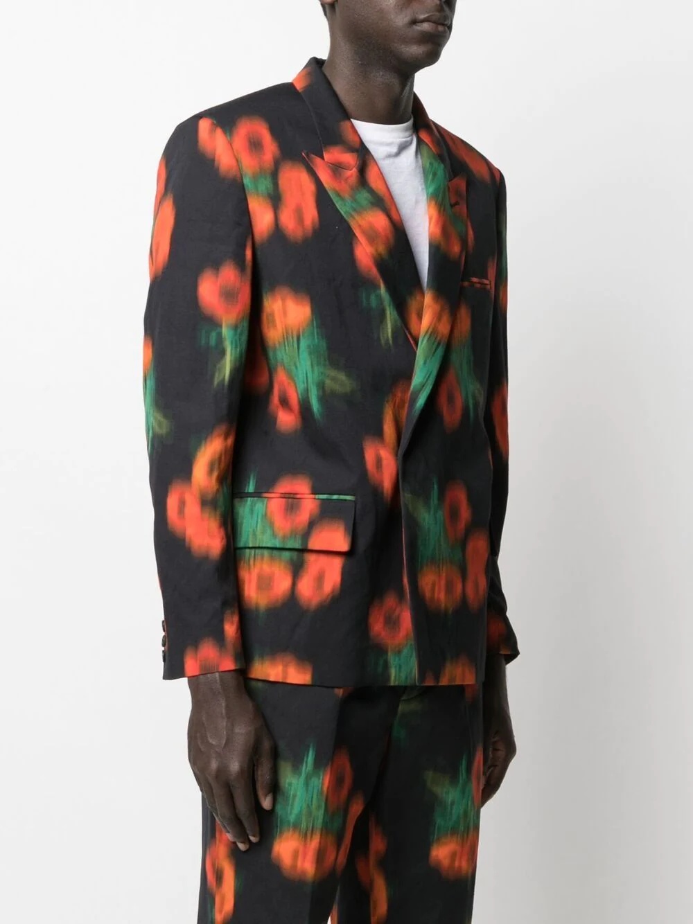 abstract-print peak-lapel blazer - 3