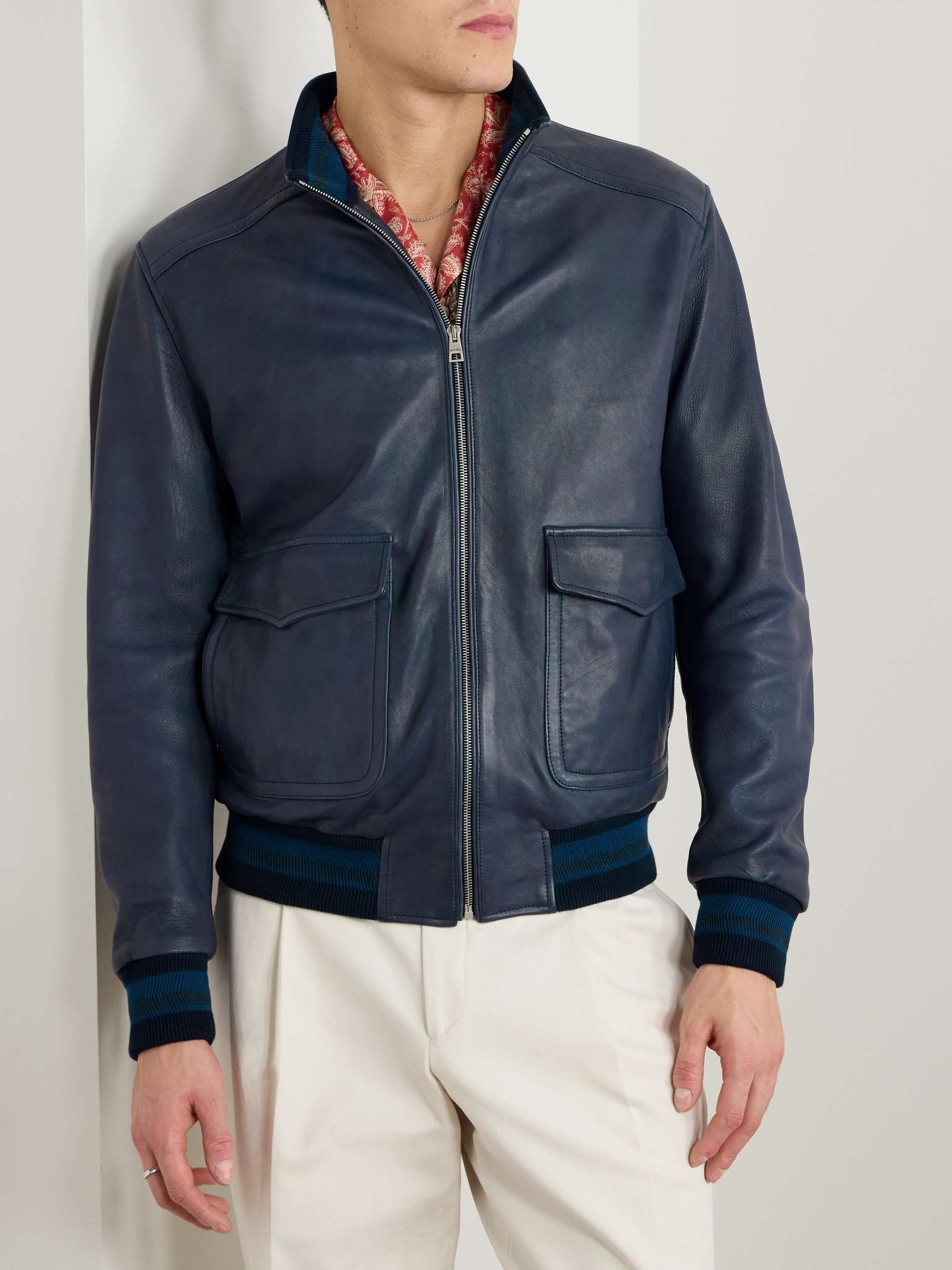 Leather Bomber Jacket - 3