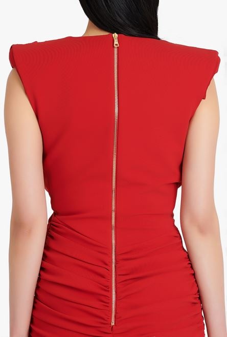 Short draped red jersey dress - 9