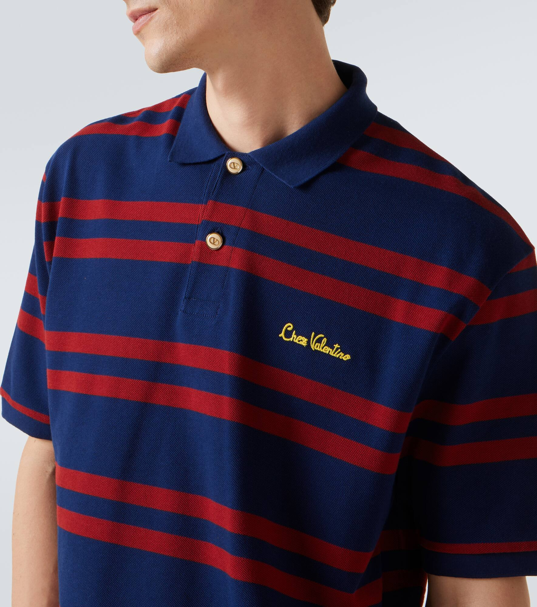 Chez Valentino striped cotton polo shirt - 5