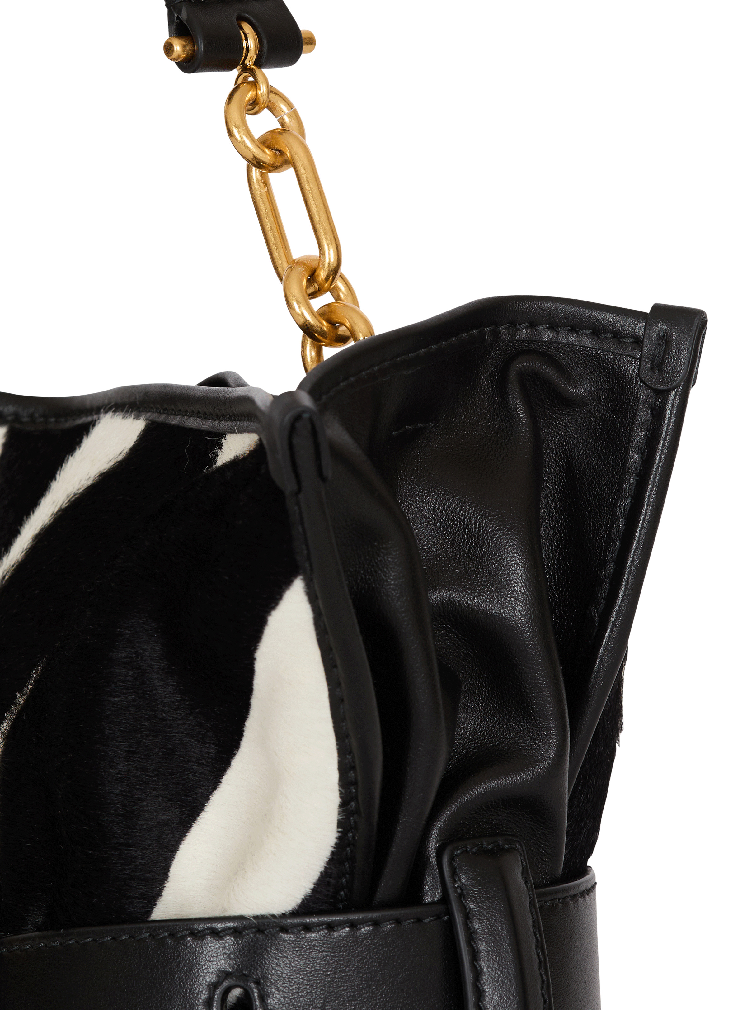 Medium Anthem bag in leather and zebra-print ponyskin - 5