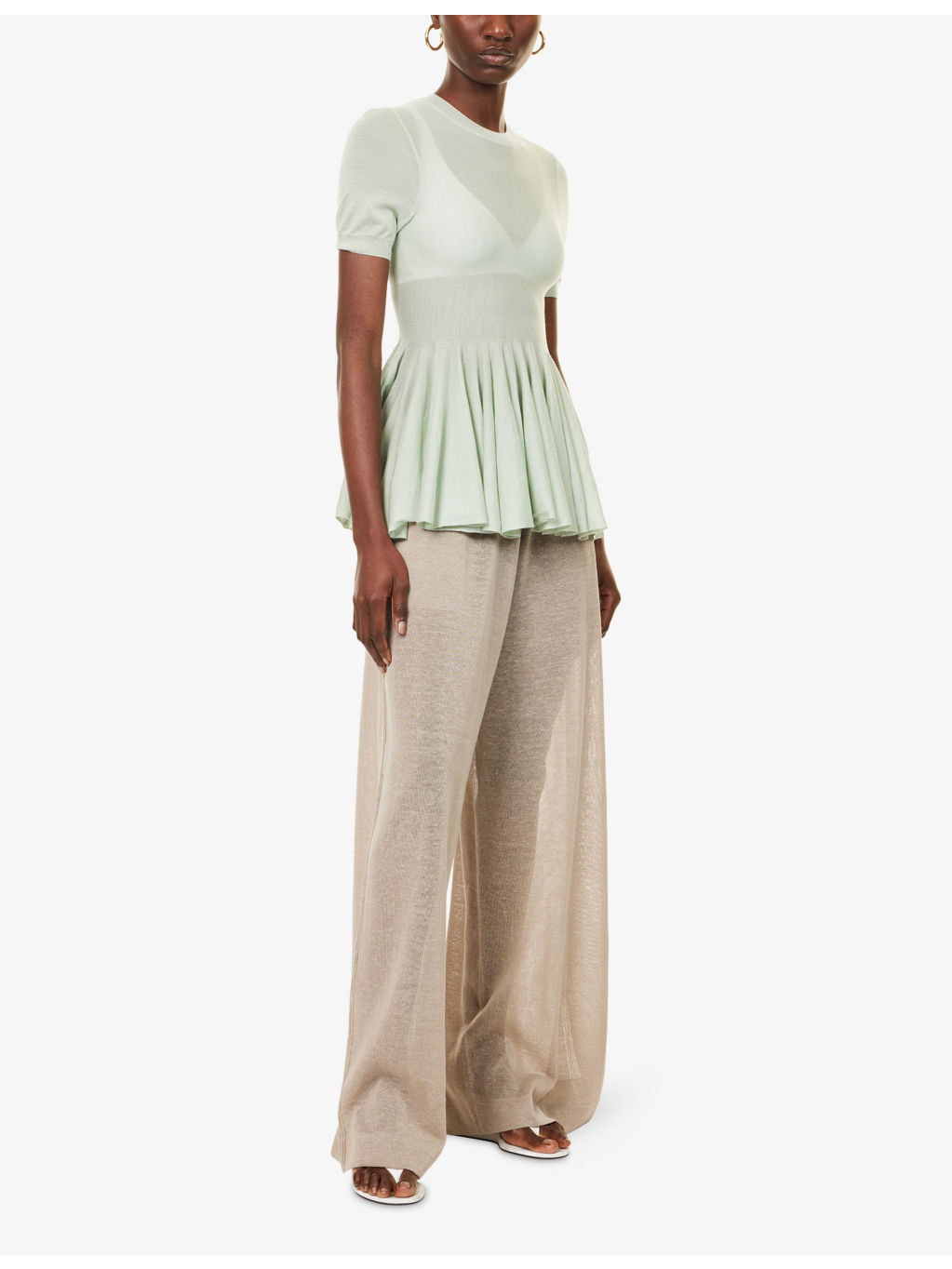Peplum Fine-Knit Wool Top - 2
